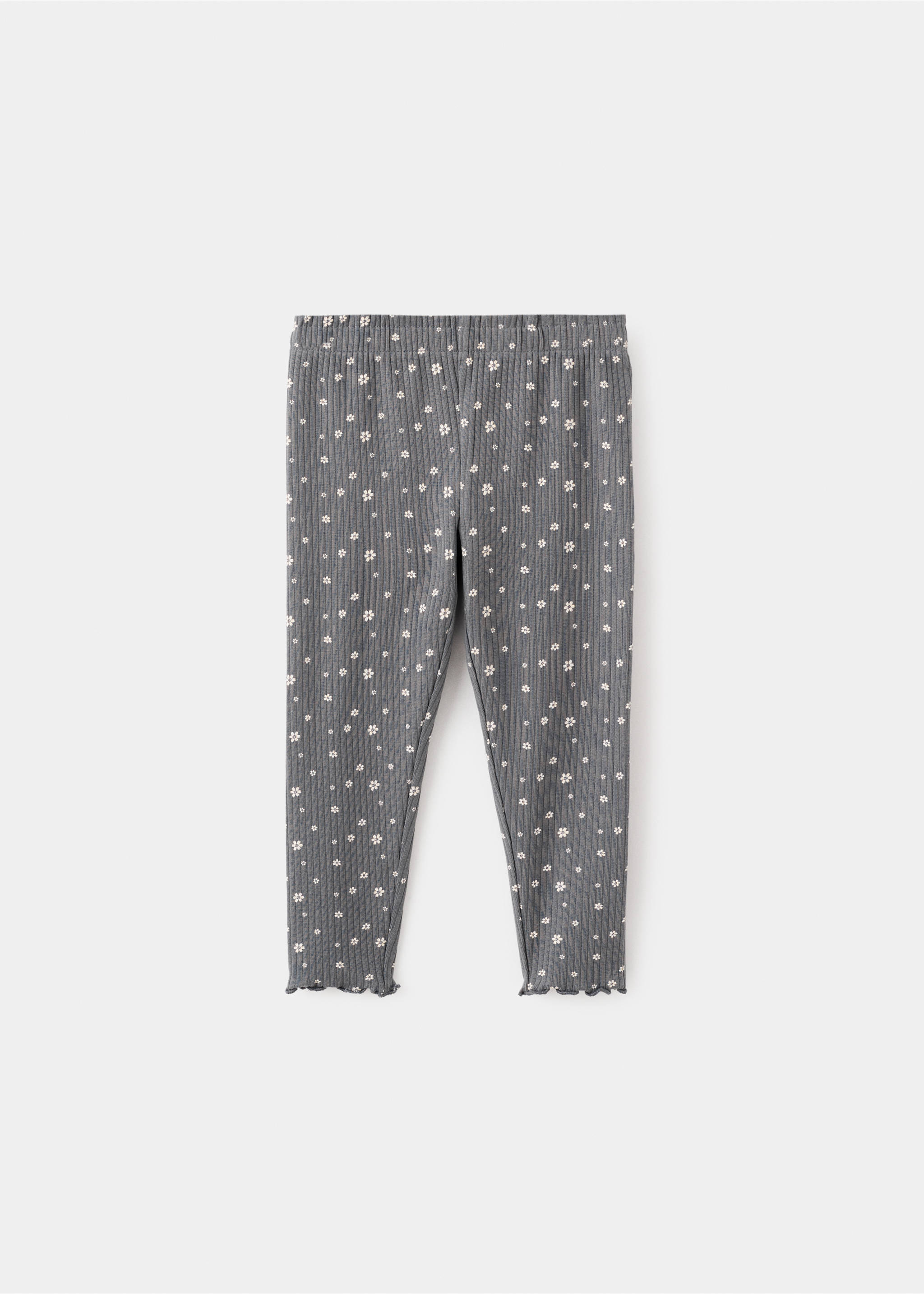 Ribbed floral leggings - Article without model, Charcoal. Ref: 27083714-00.