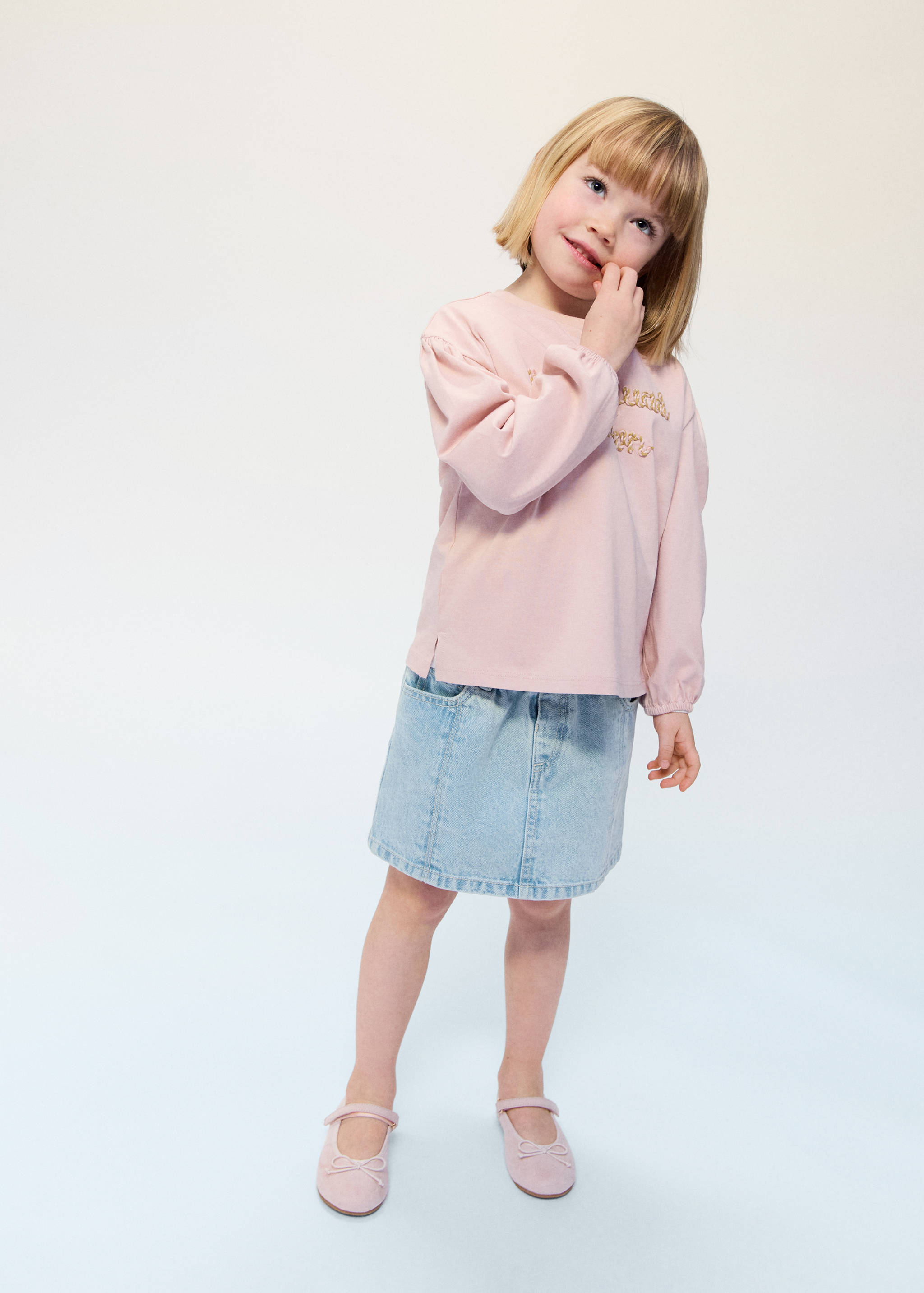 Falda vaquera paperbag - Plano general