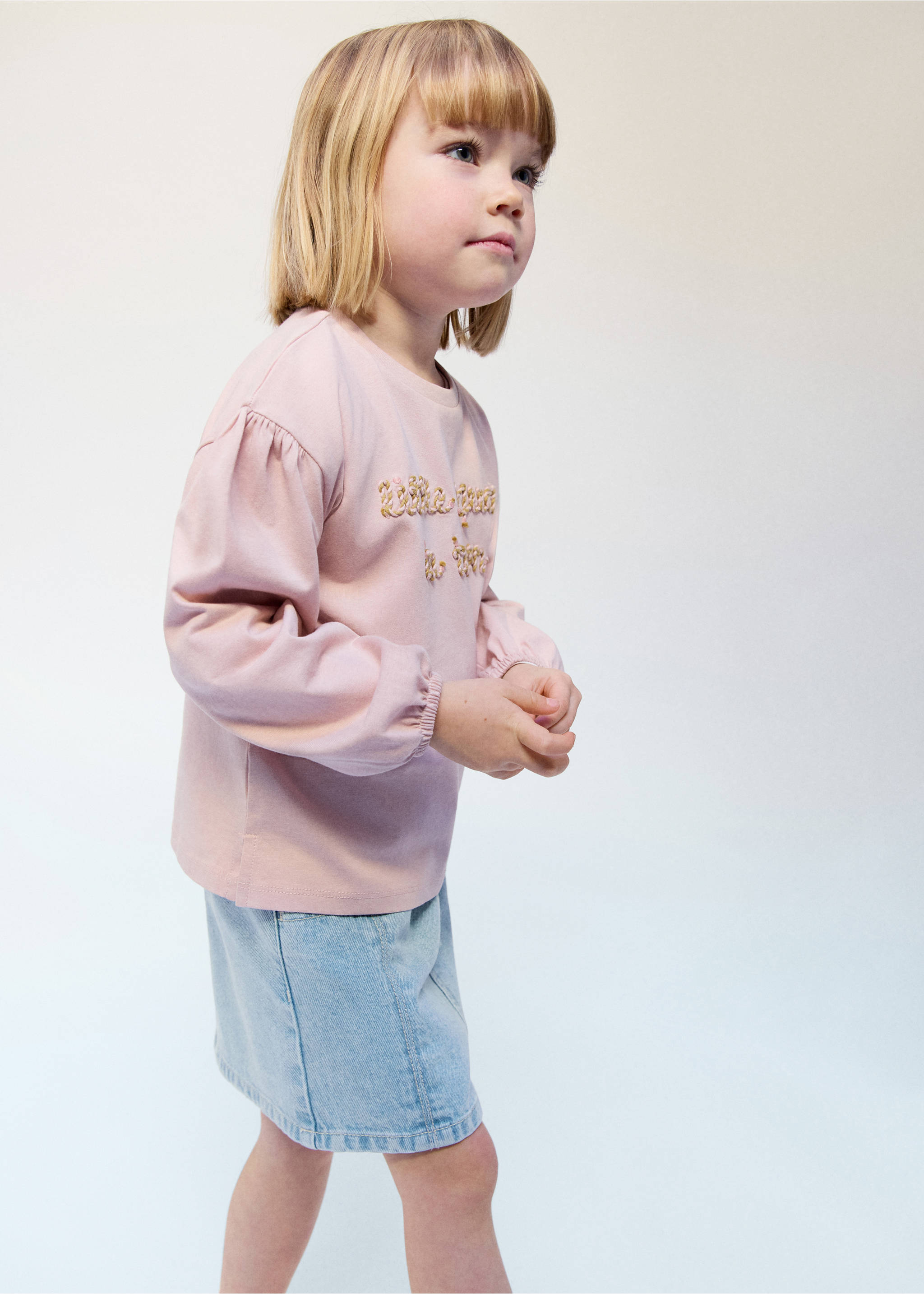 Falda vaquera paperbag - Plano medio, Azul claro. Ref: 27083723-00.