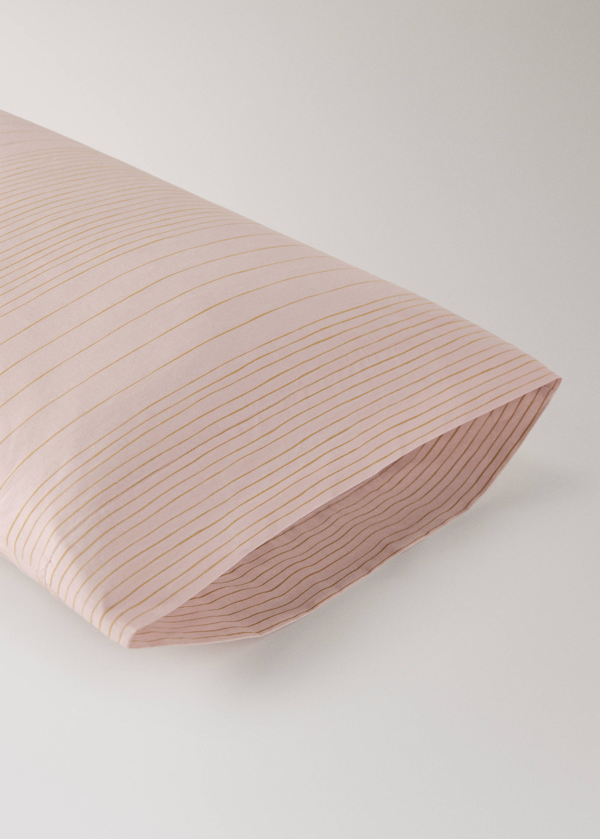 Cotton percale striped watercolour pillowcase 45x110 cm - Details of the article 2