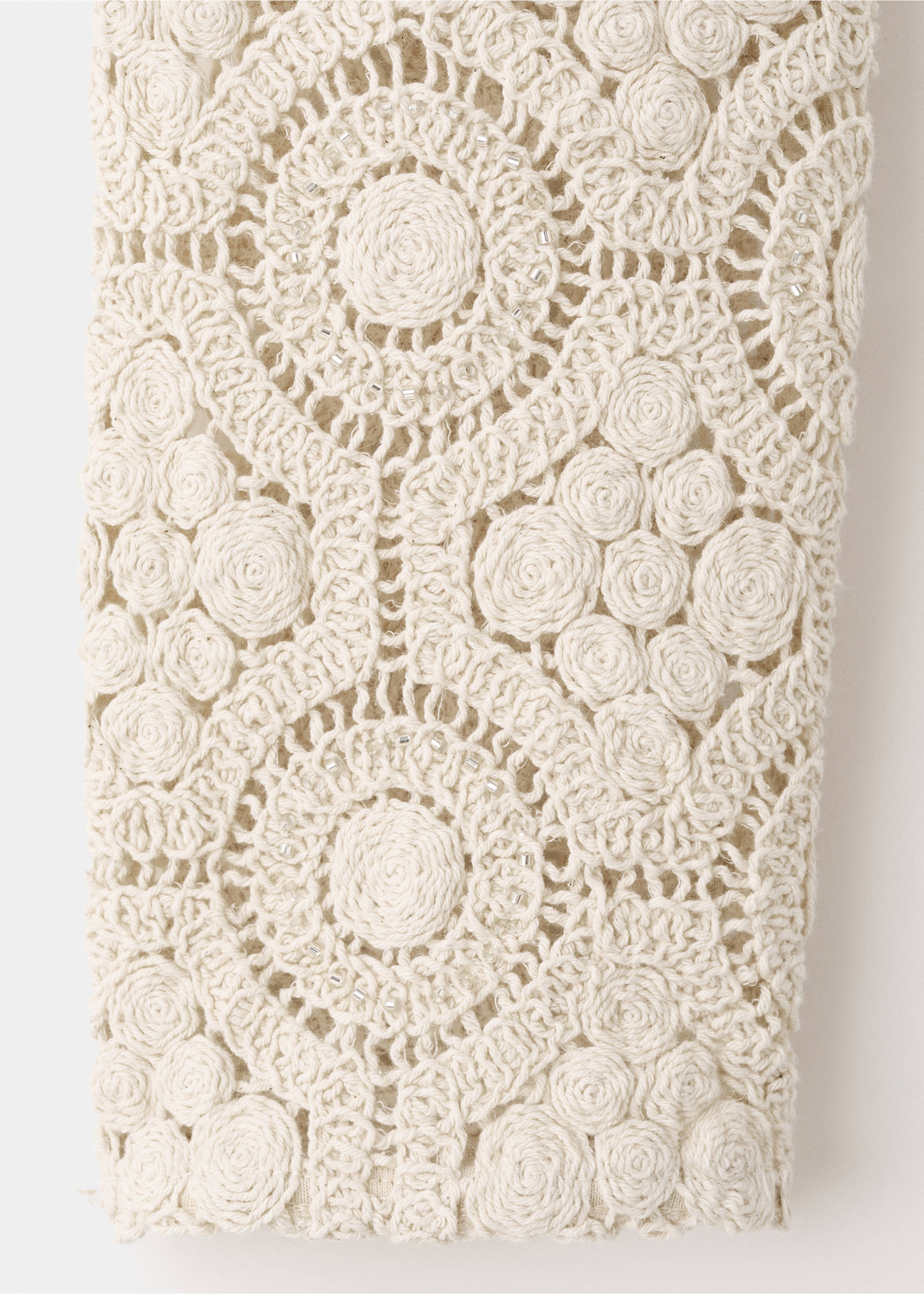 Openwork knit cardigan - Details of the article 0, Sand. Ref: 27083733-00.