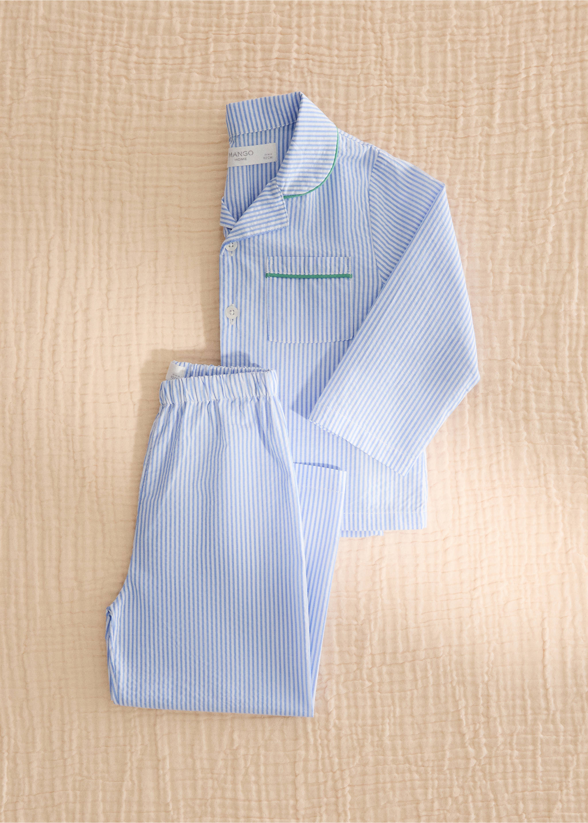 Striped cotton two-piece children’s pajamas - General plane, Blue. Ref: 27083738-00.