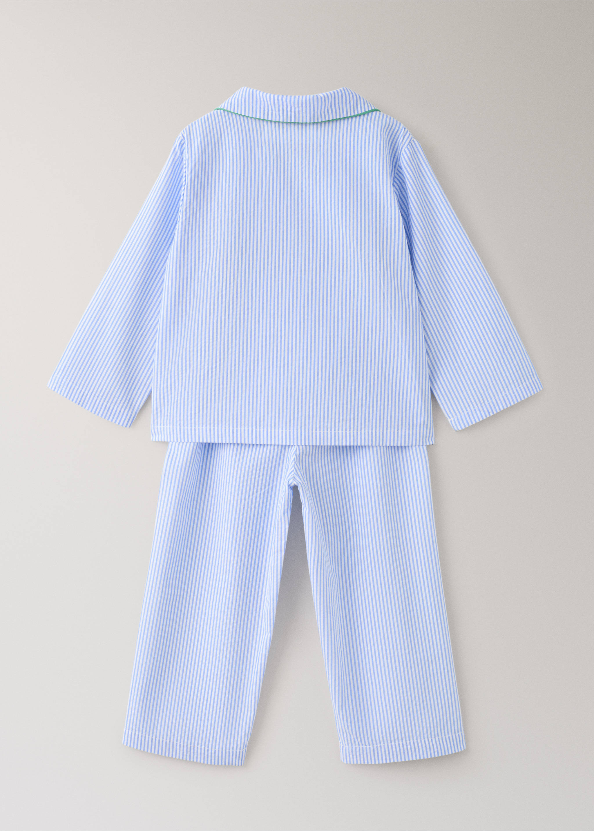 Striped cotton two-piece children’s pajamas - Details of the article 1, Blue. Ref: 27083738-00.