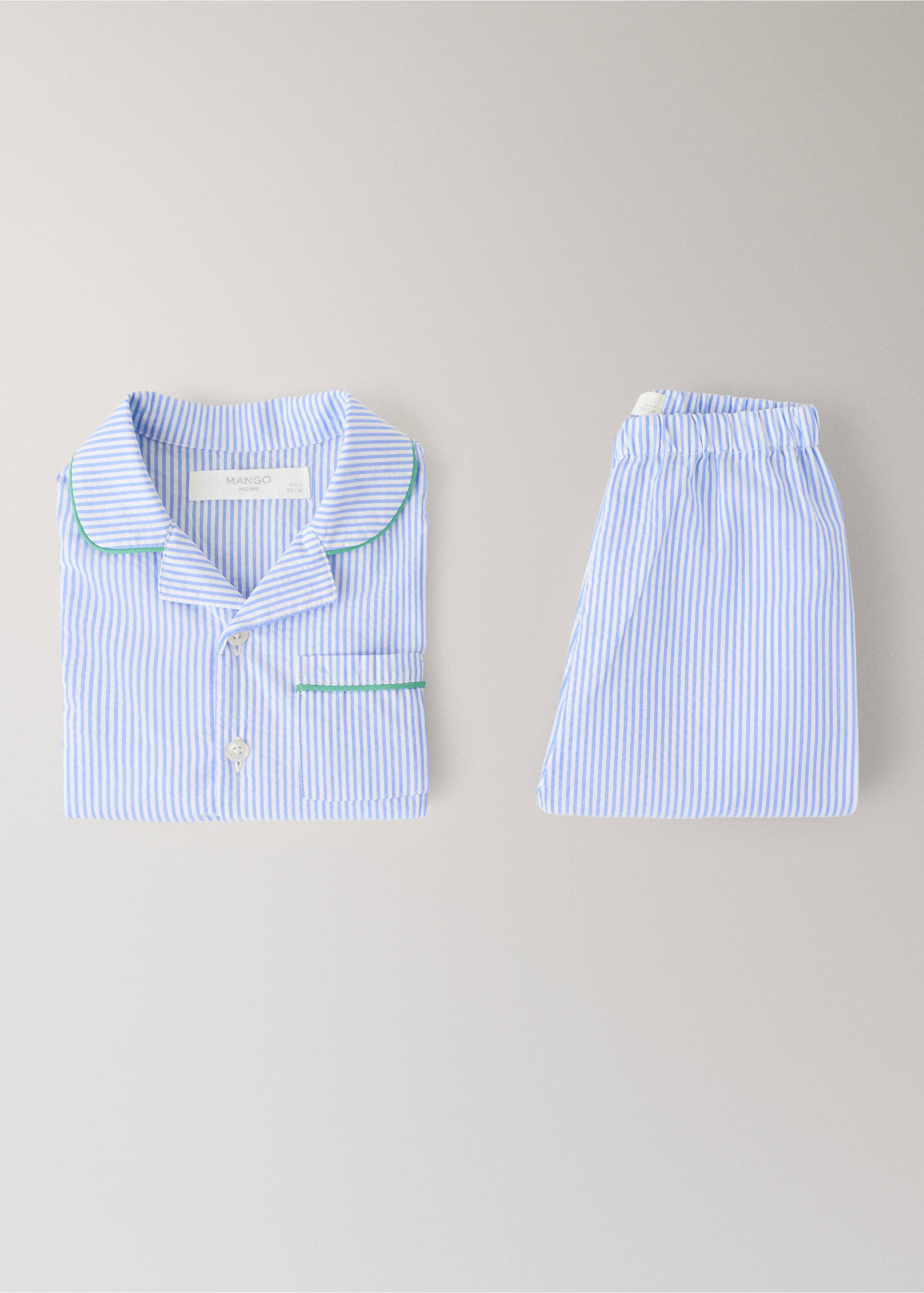 Striped cotton two-piece children’s pajamas - Details of the article 3, Blue. Ref: 27083738-00.