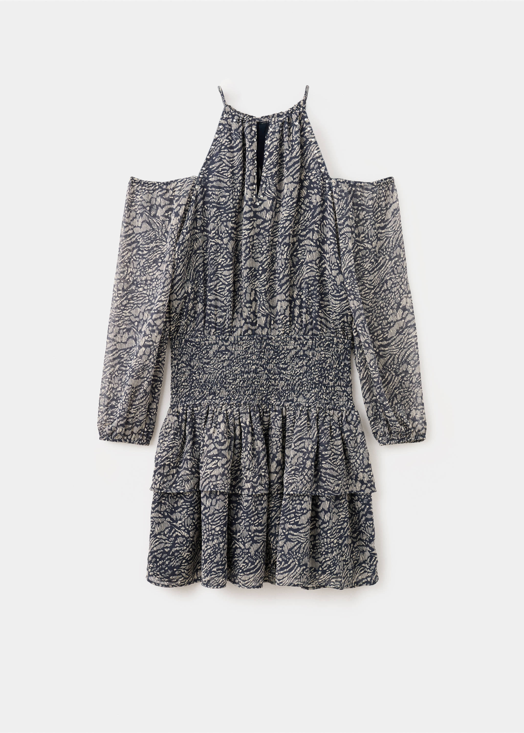 Cut-out frill dress - Article without model, Navy. Ref: 27083739-00.