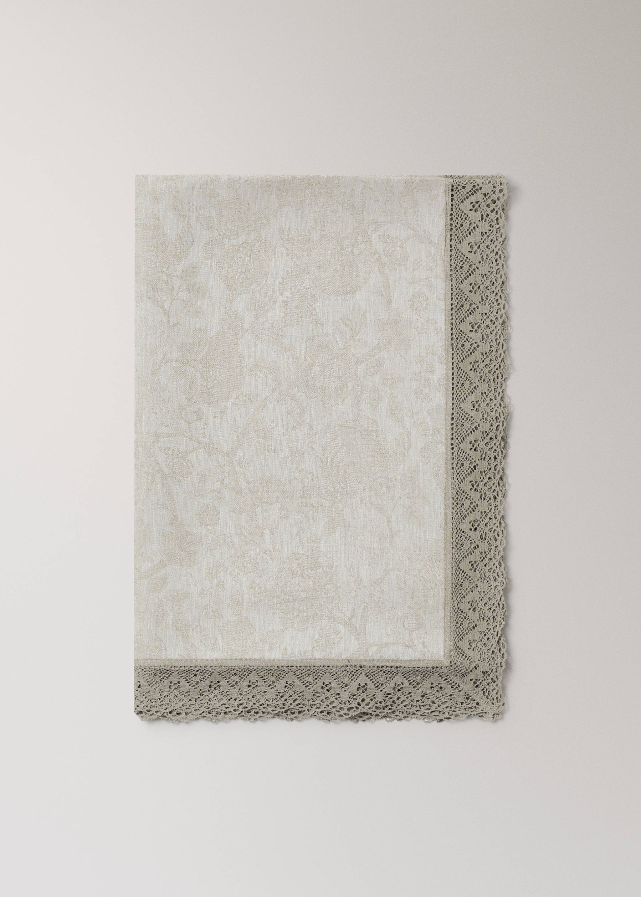 Linen-jacquard floral lace tablecloth for 6 to 8 diners - Article without model