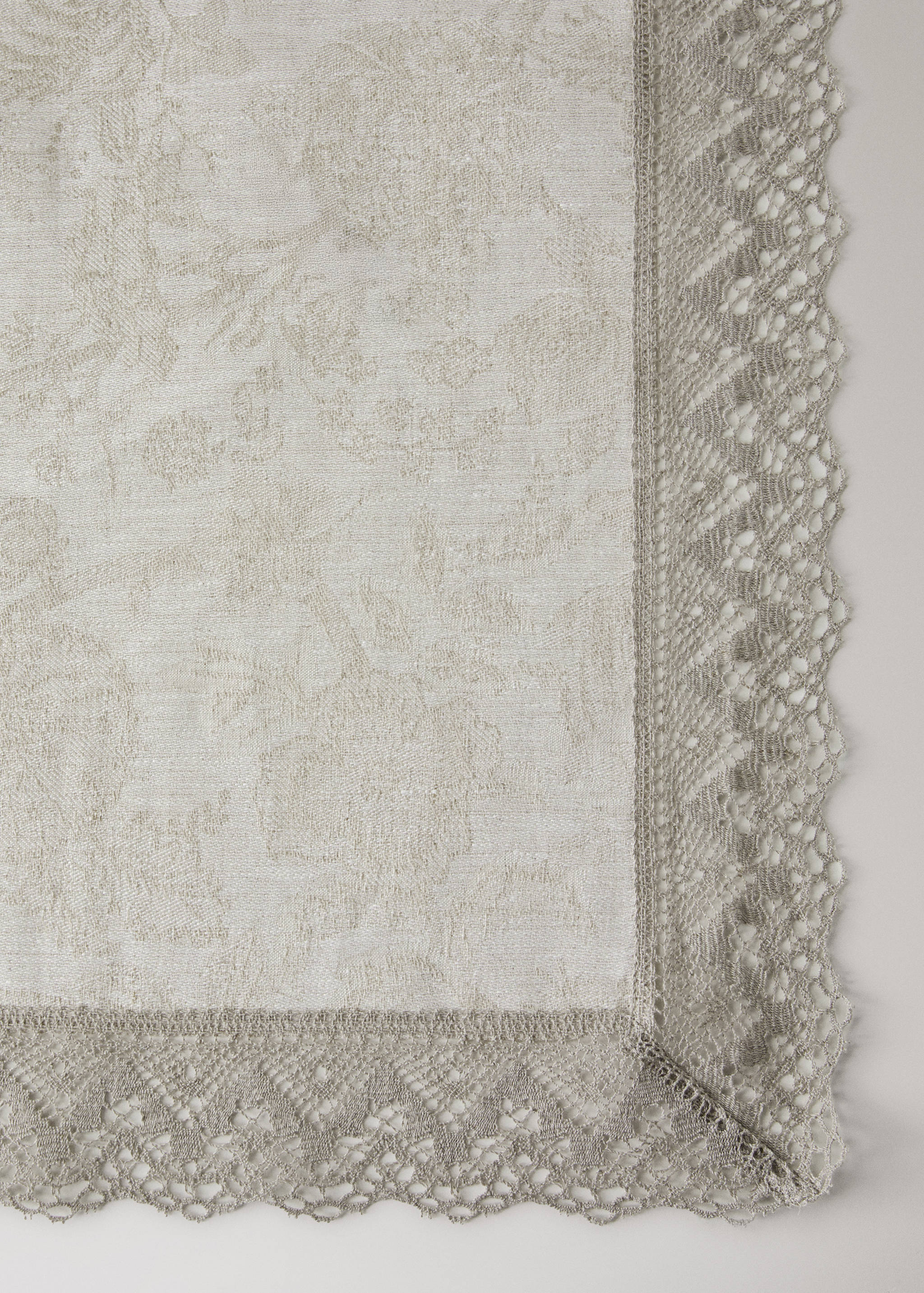 Linen-jacquard floral lace tablecloth for 6 to 8 diners - Details of the article 1