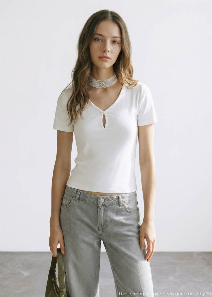 Short sleeve knitted t-shirt — Off White
