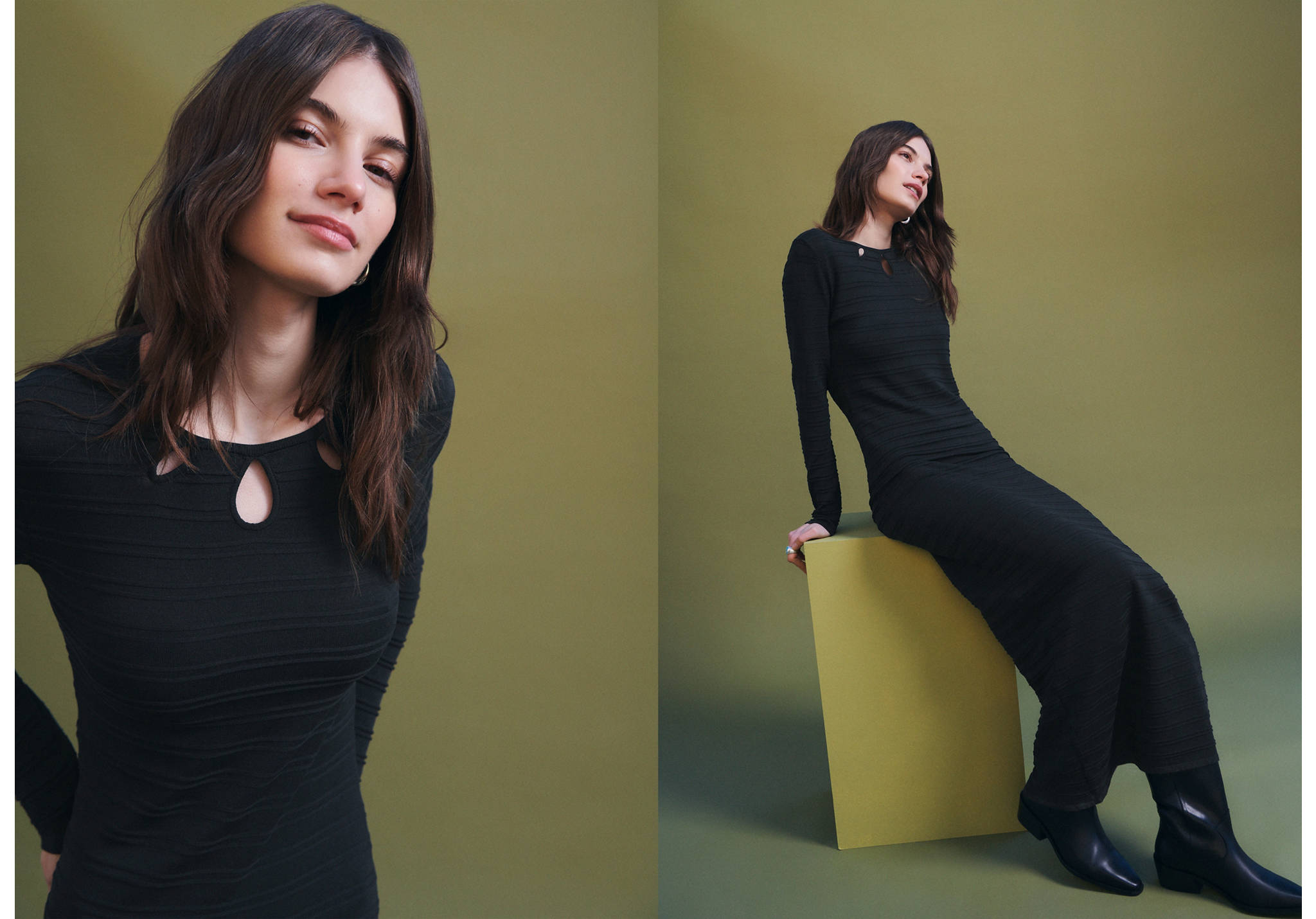 Long dress with striped texture - Panoramic plane