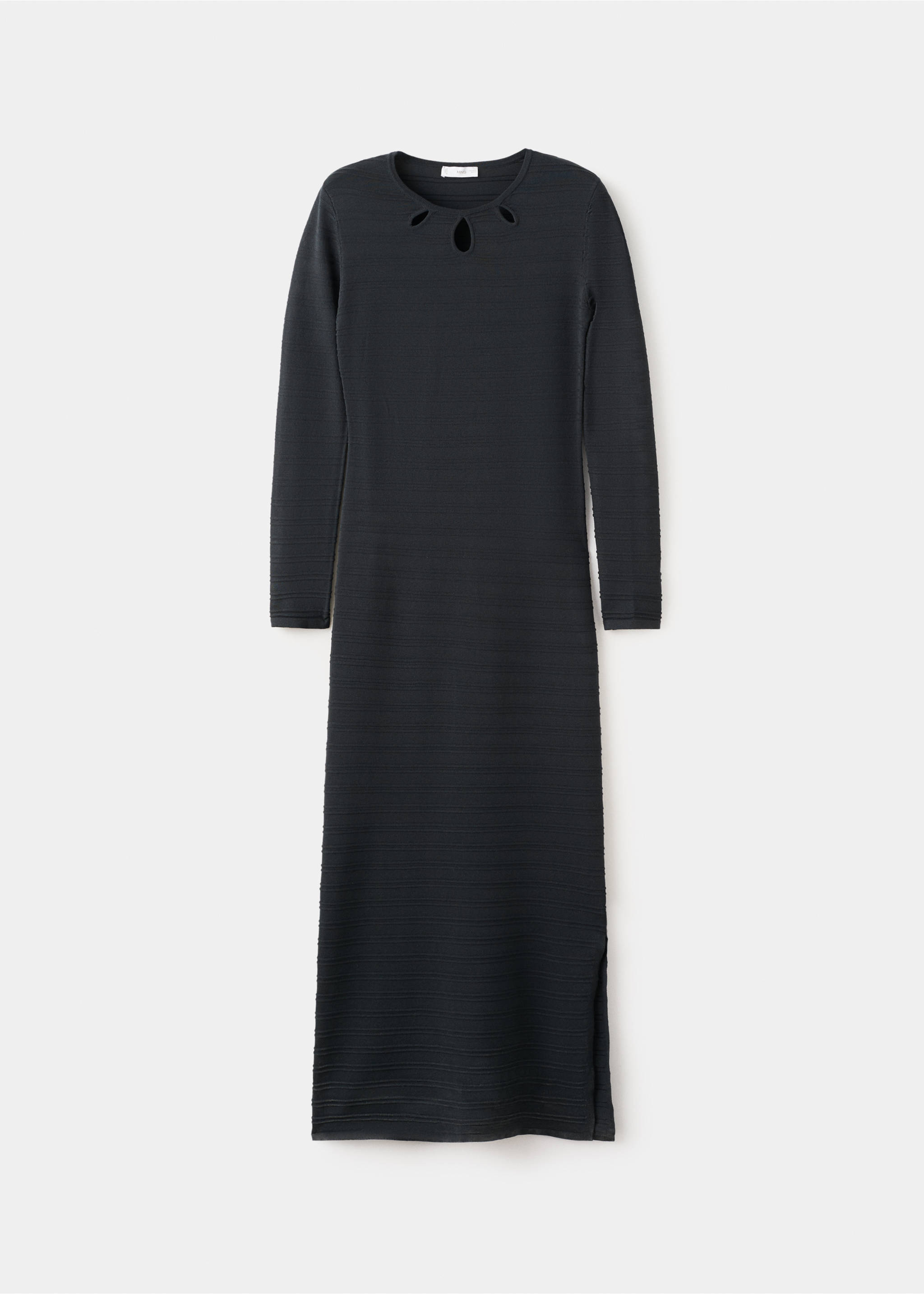 Long dress with striped texture - Article without model, Charcoal. Ref: 27084049-00.