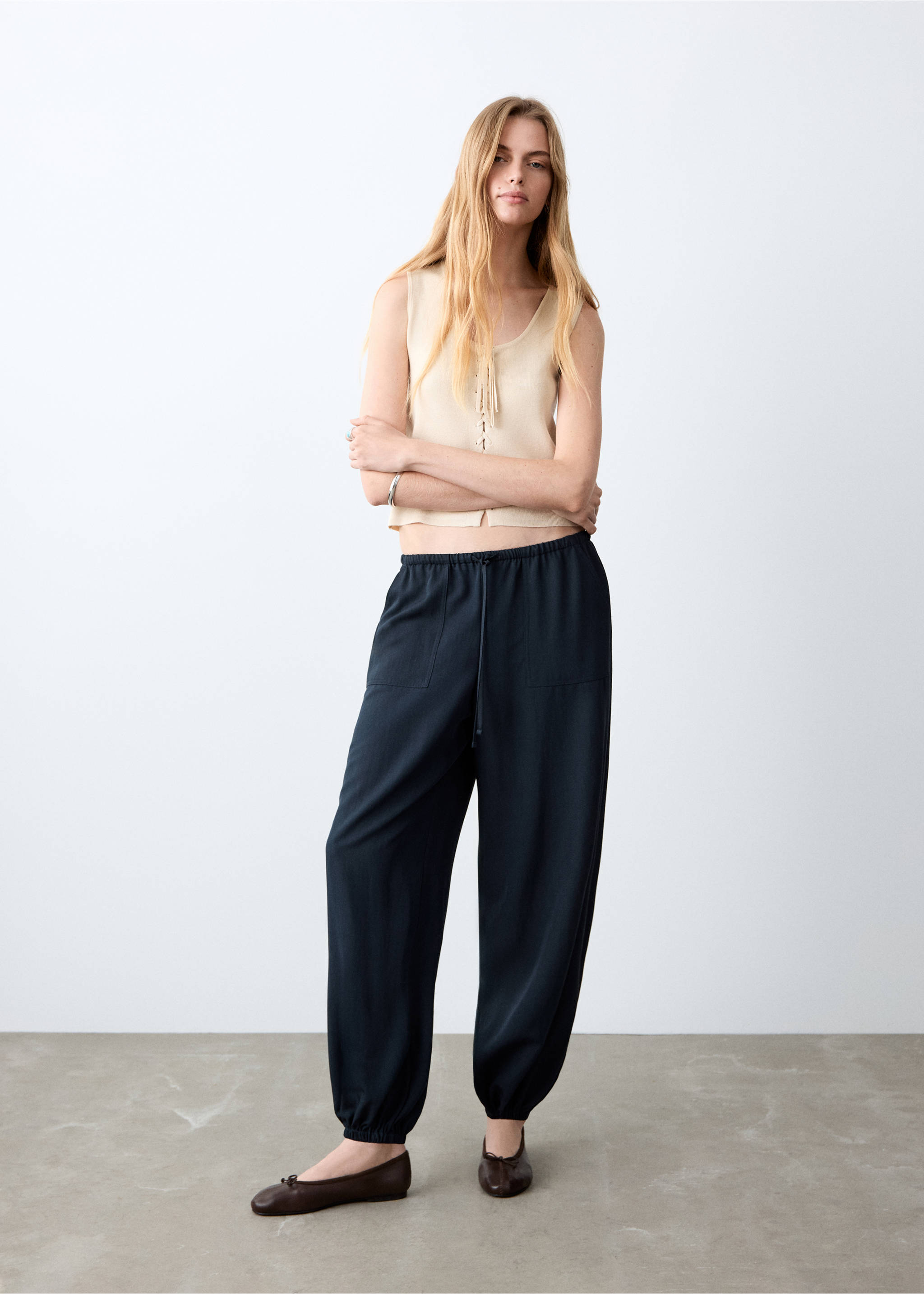 Balloon cotton trousers - General plane, Navy. Ref: 27084050-00.