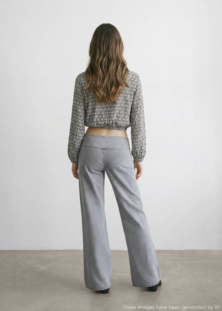 Flowy printed blouse — Charcoal