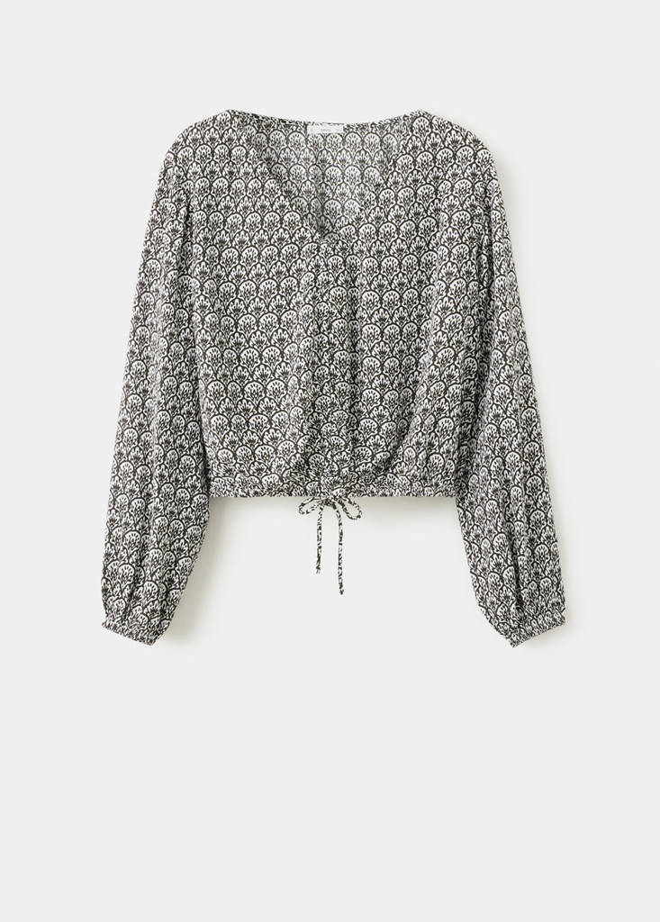 Flowy printed blouse — Charcoal