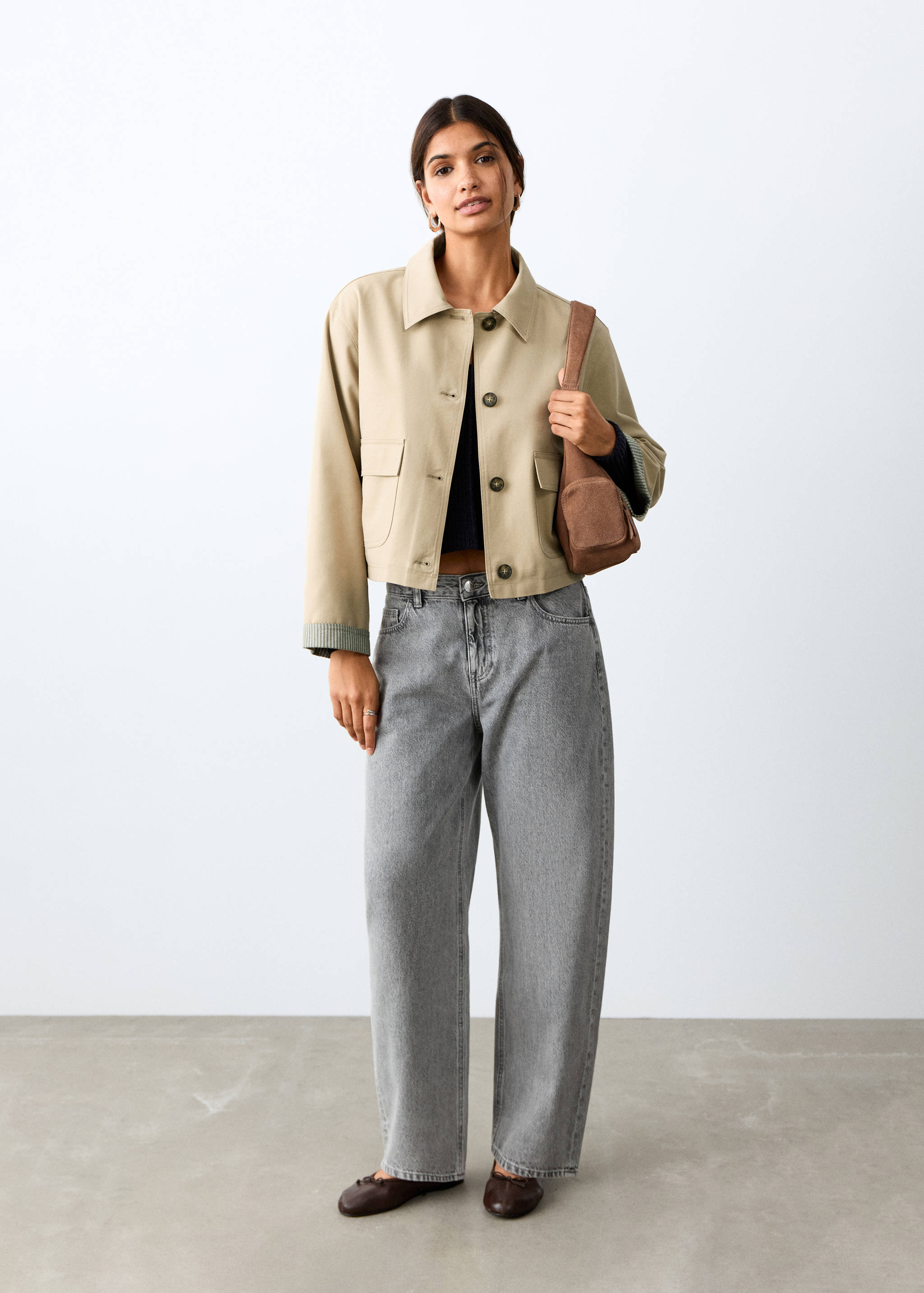 Klassieke korte trenchcoat - Overzichtstekening