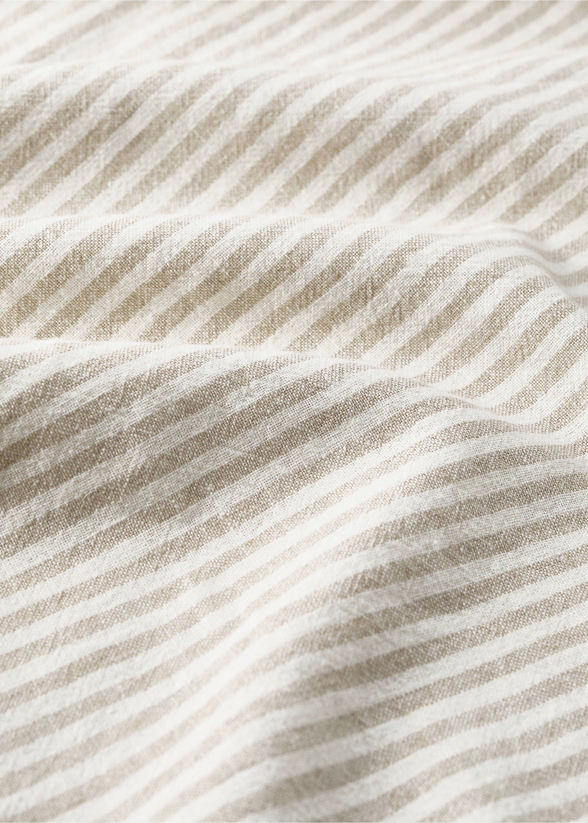 Striped cotton-linen crib duvet cover - Details of the article 1, Sand. Ref: 27084055-00.