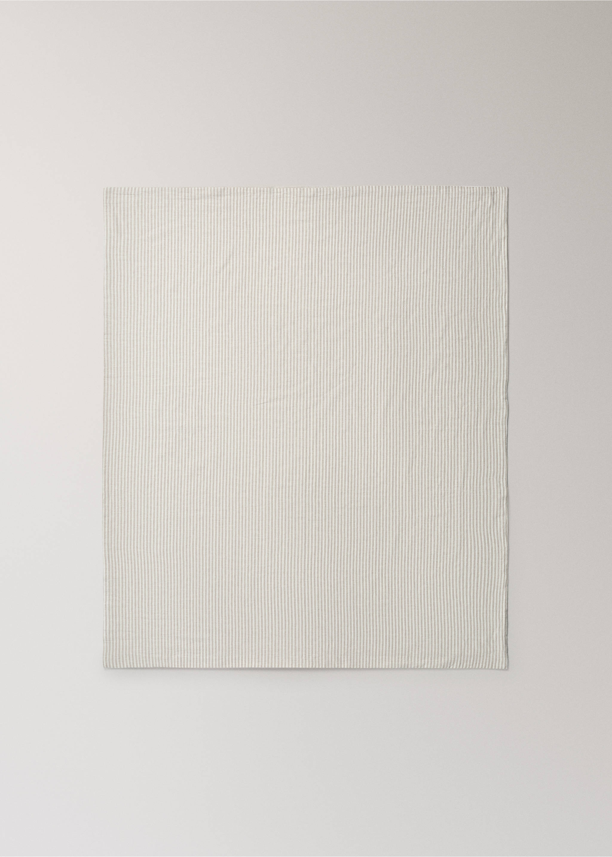 Striped cotton-linen crib duvet cover - Details of the article 4, Sand. Ref: 27084055-00.