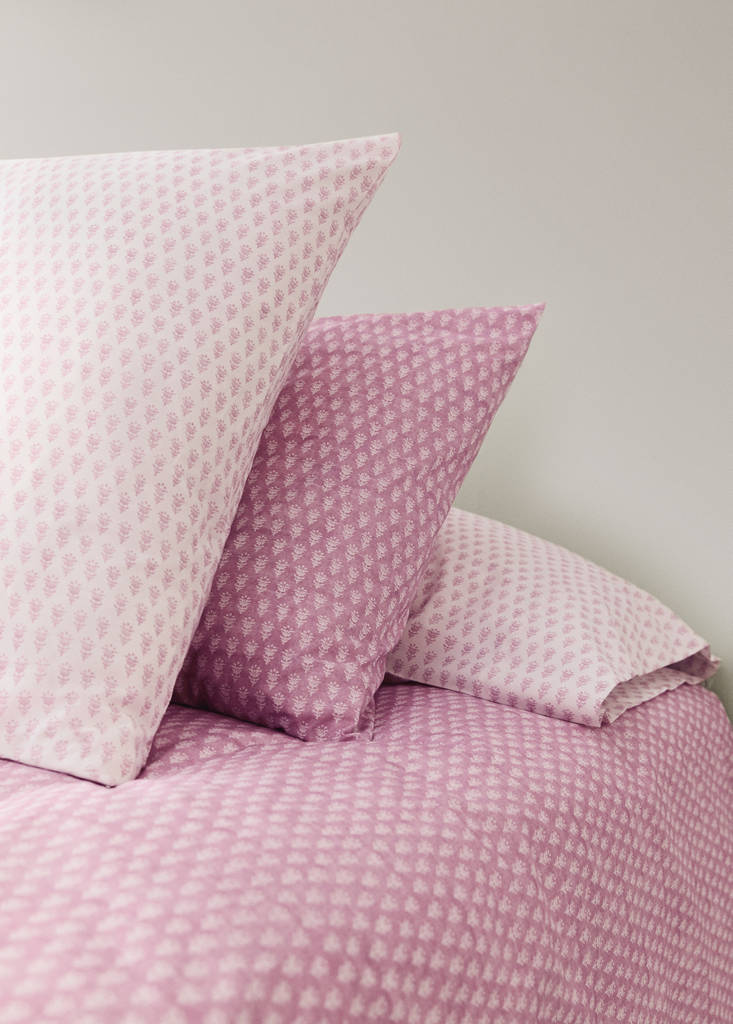 Funda almohada infantil algodón percal mini flor 45x110 cm