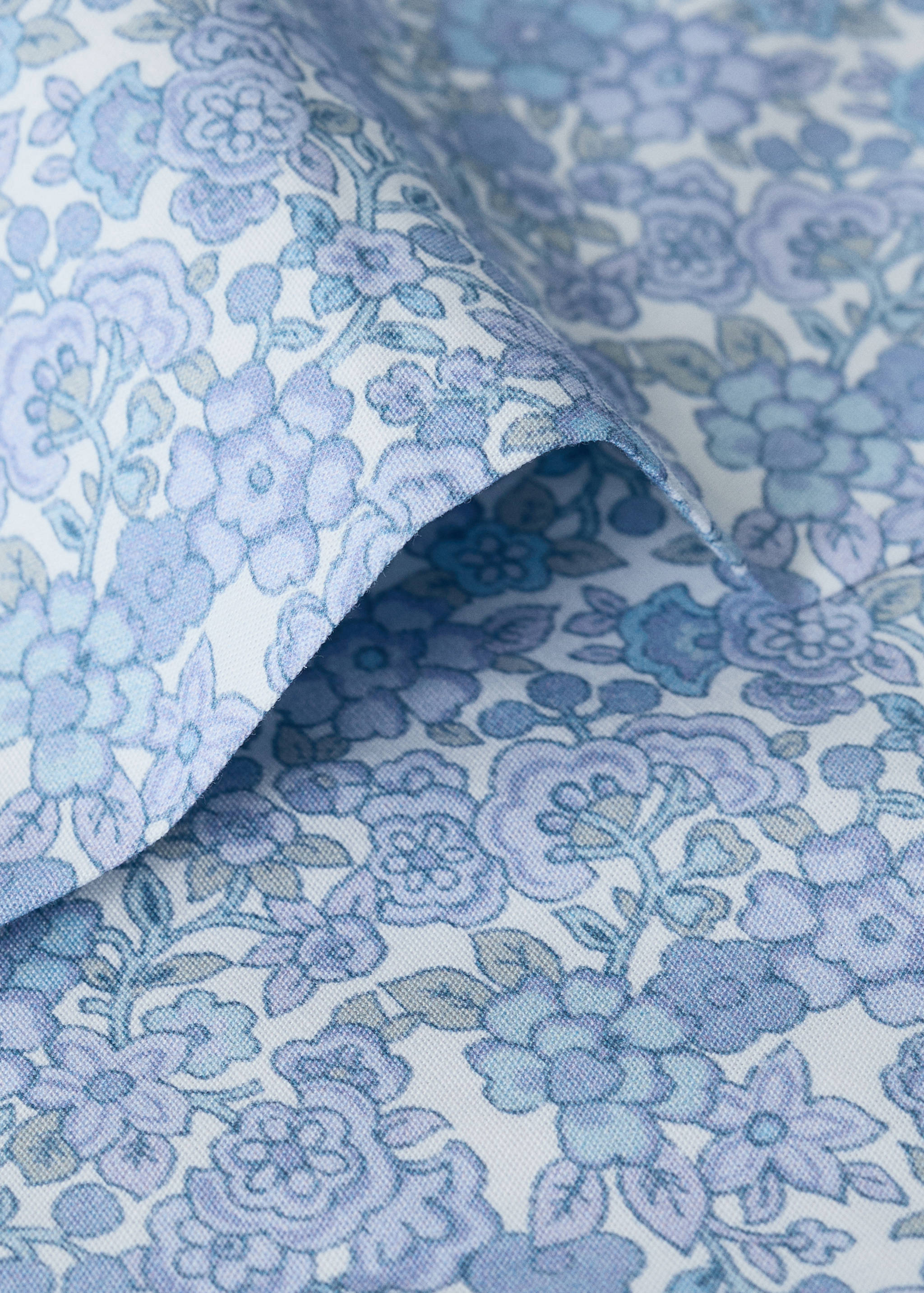 Percale cotton fitted sheet with floral design for a 90 cm bed - Details of the article 1