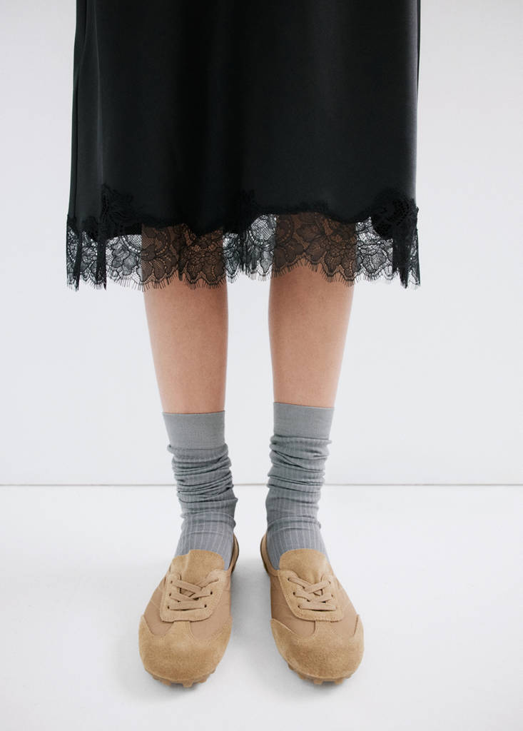 Mixed suede trainers — Sand