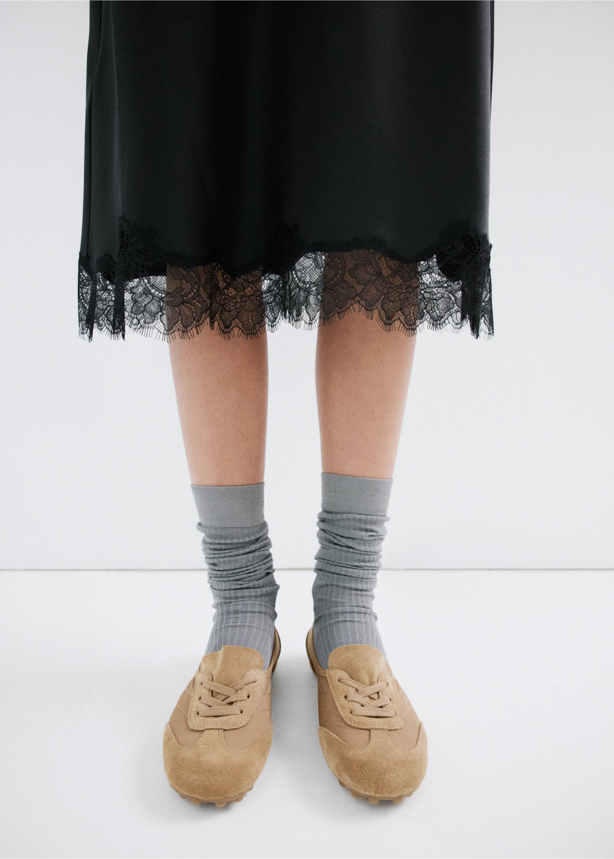 Mixed suede trainers - General plane, Sand. Ref: 27084064-00.