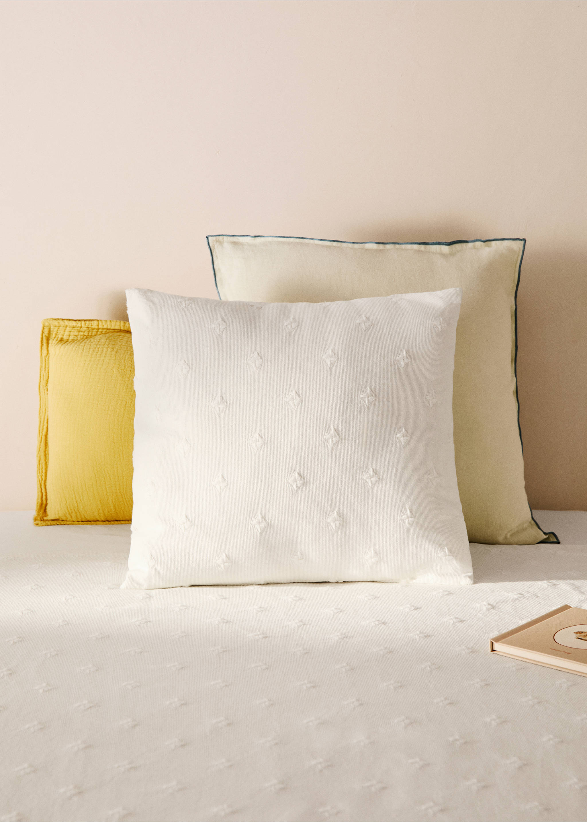 Housse de coussin lit enfant coton jacquard 40x40 cm - Plan général, Blanc. Ref: 27084071-00.