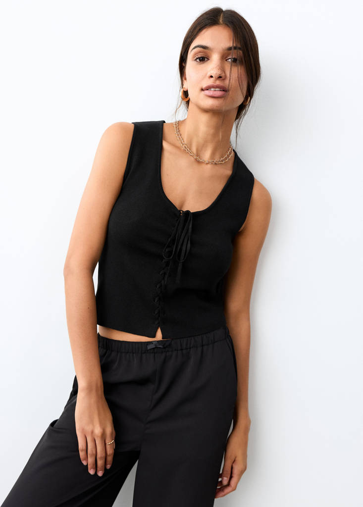 Top with bow closure — Black