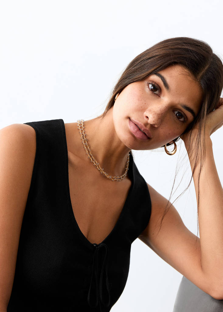 Top with bow closure — Black