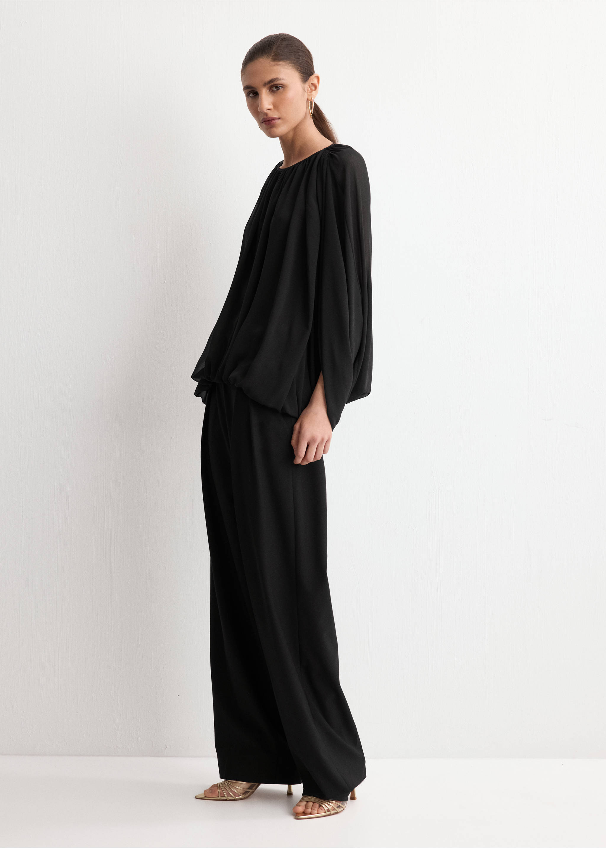 Puff sleeves blouse - General plane, Black. Ref: 27084073-00.