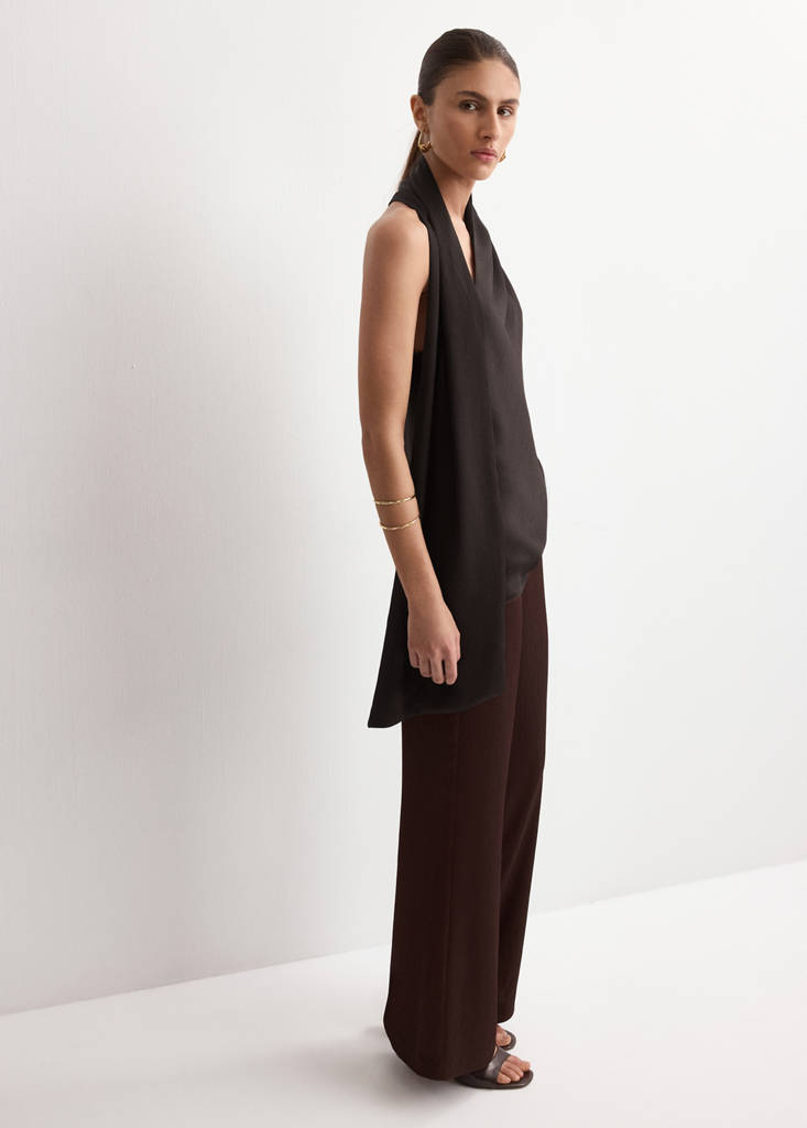 Scarf neck top — Chocolate