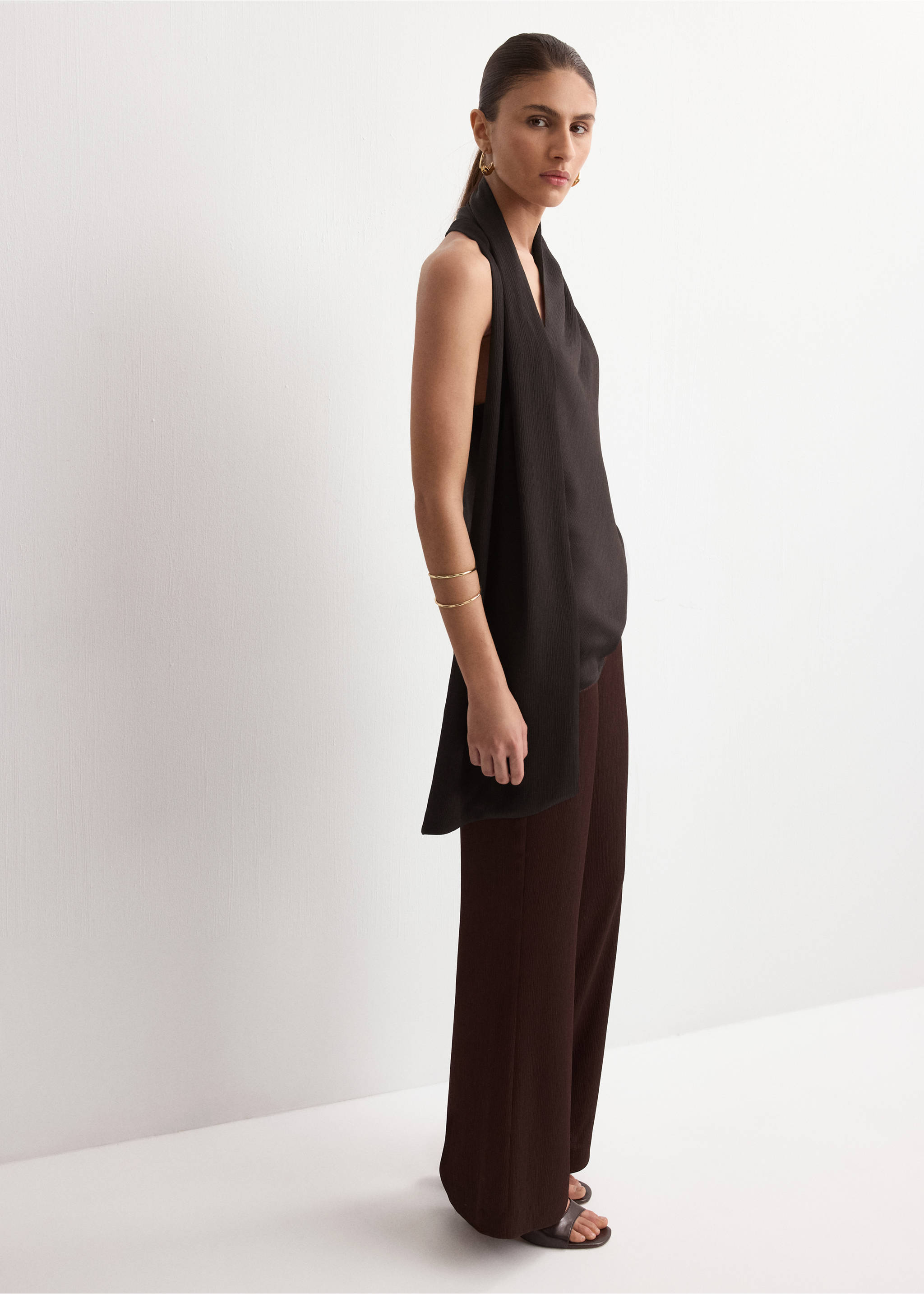 Scarf neck top - General plane, Chocolate. Ref: 27084074-00.