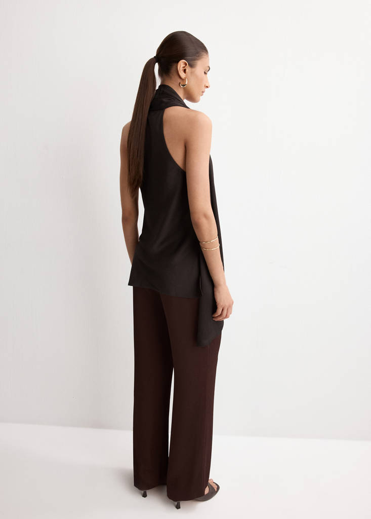 Scarf neck top — Chocolate