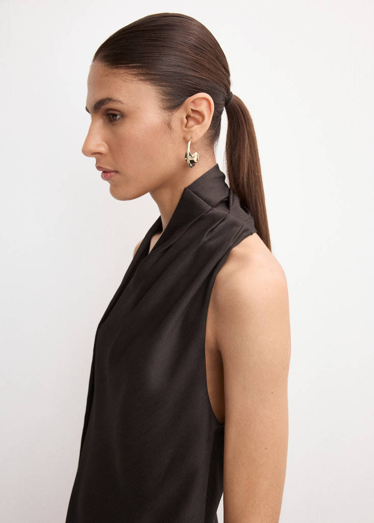 Scarf neck top — Chocolate