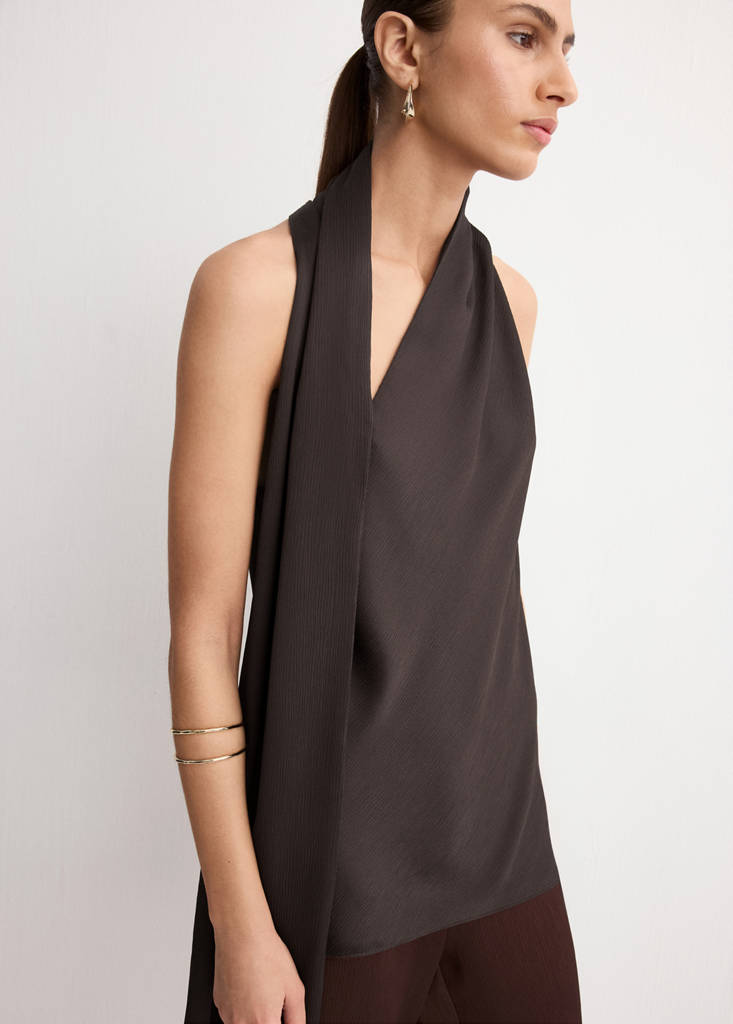 Scarf neck top — Chocolate