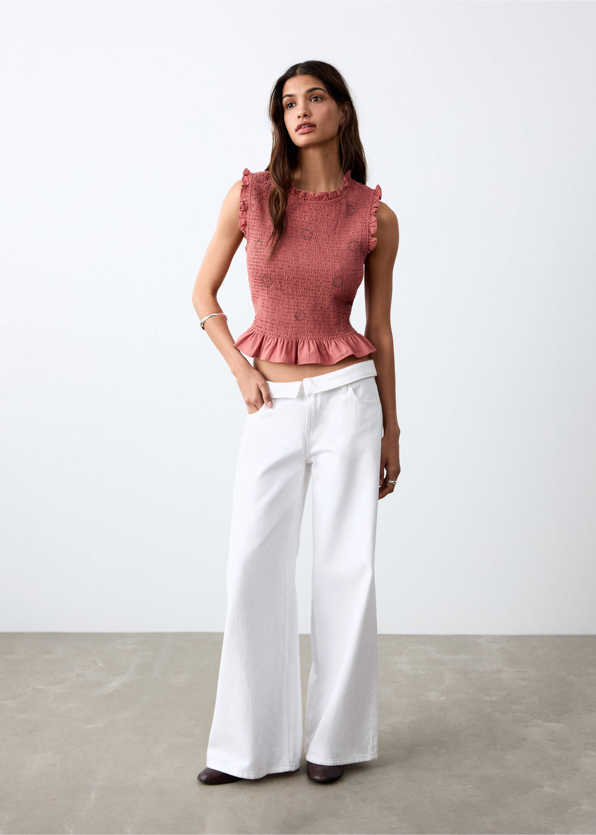 Frilly ruffled top - General plane, Pastel Pink. Ref: 27084077-00.