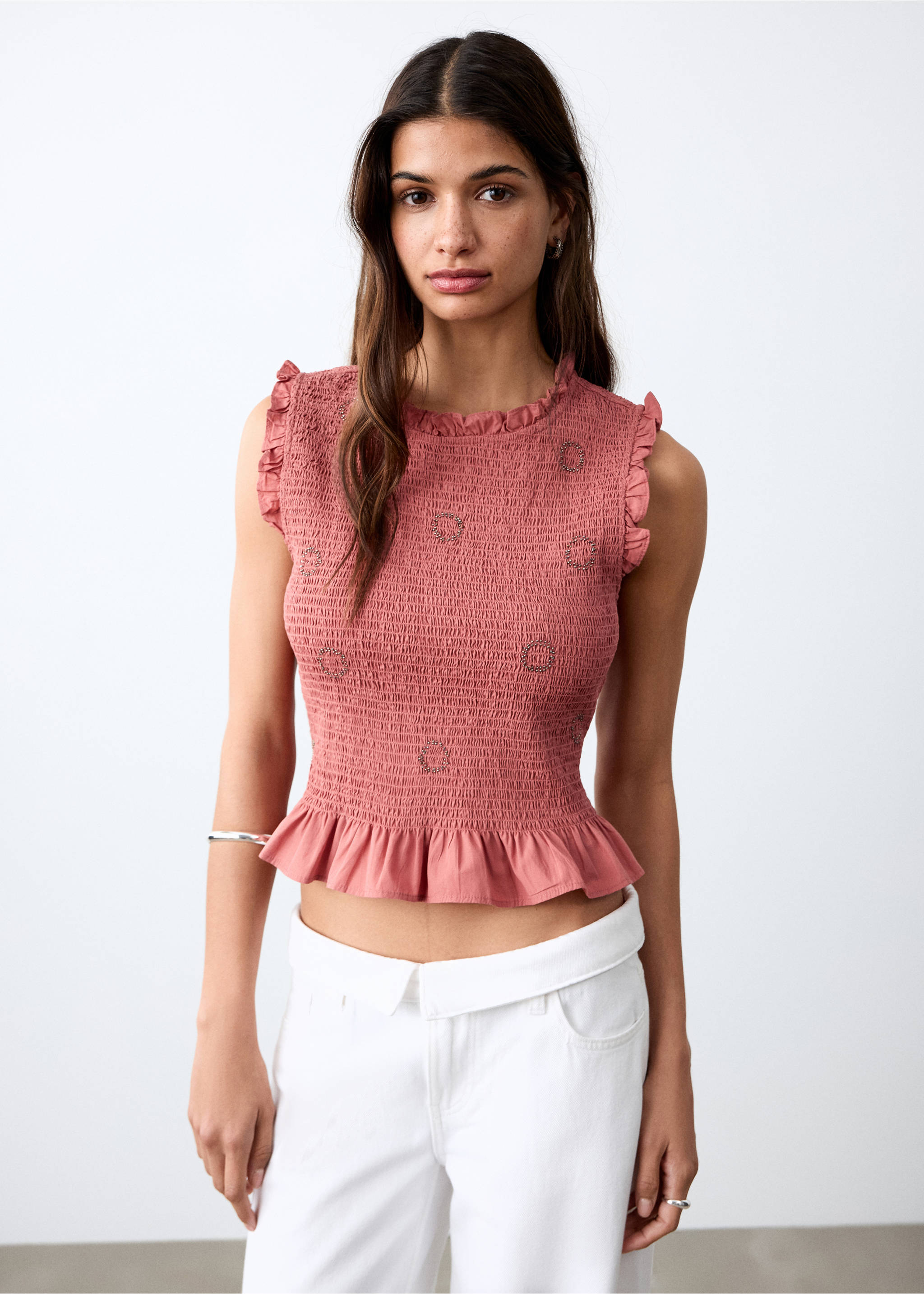 Frilly ruffled top - Medium plane, Pastel Pink. Ref: 27084077-00.