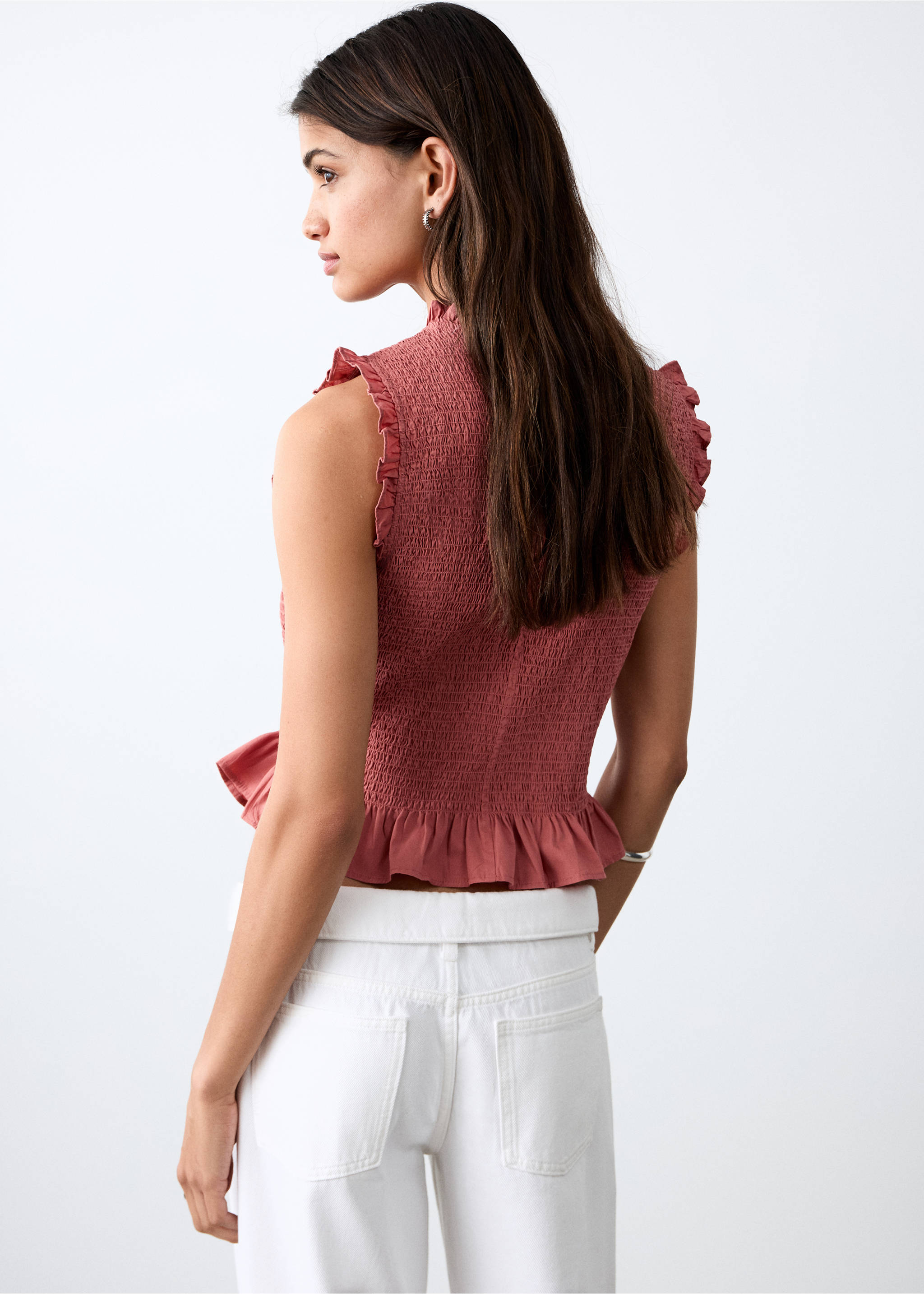 Frilly ruffled top - Reverse of the article, Pastel Pink. Ref: 27084077-00.