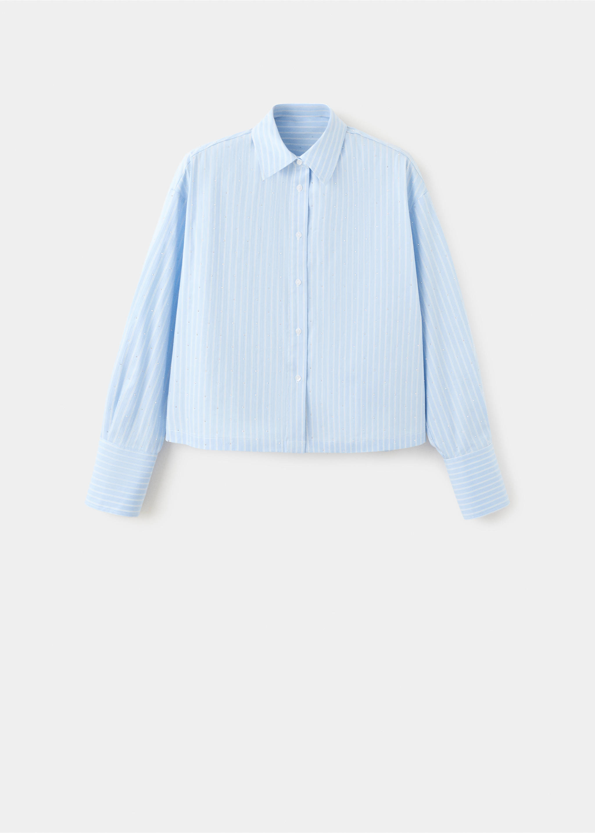 条纹亮片短款衬衫 - null, 天蓝. Ref: 27084078-00.