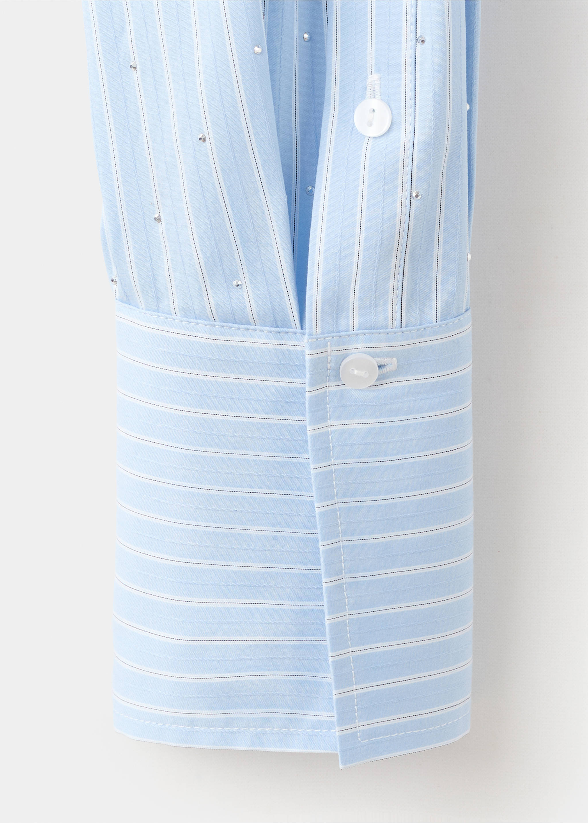 条纹亮片短款衬衫 - null, 天蓝. Ref: 27084078-00.