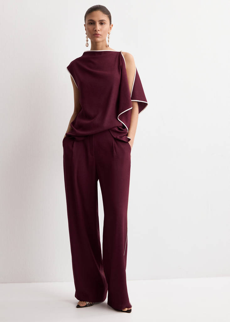 Ruffle asymmetric blouse — Ecru