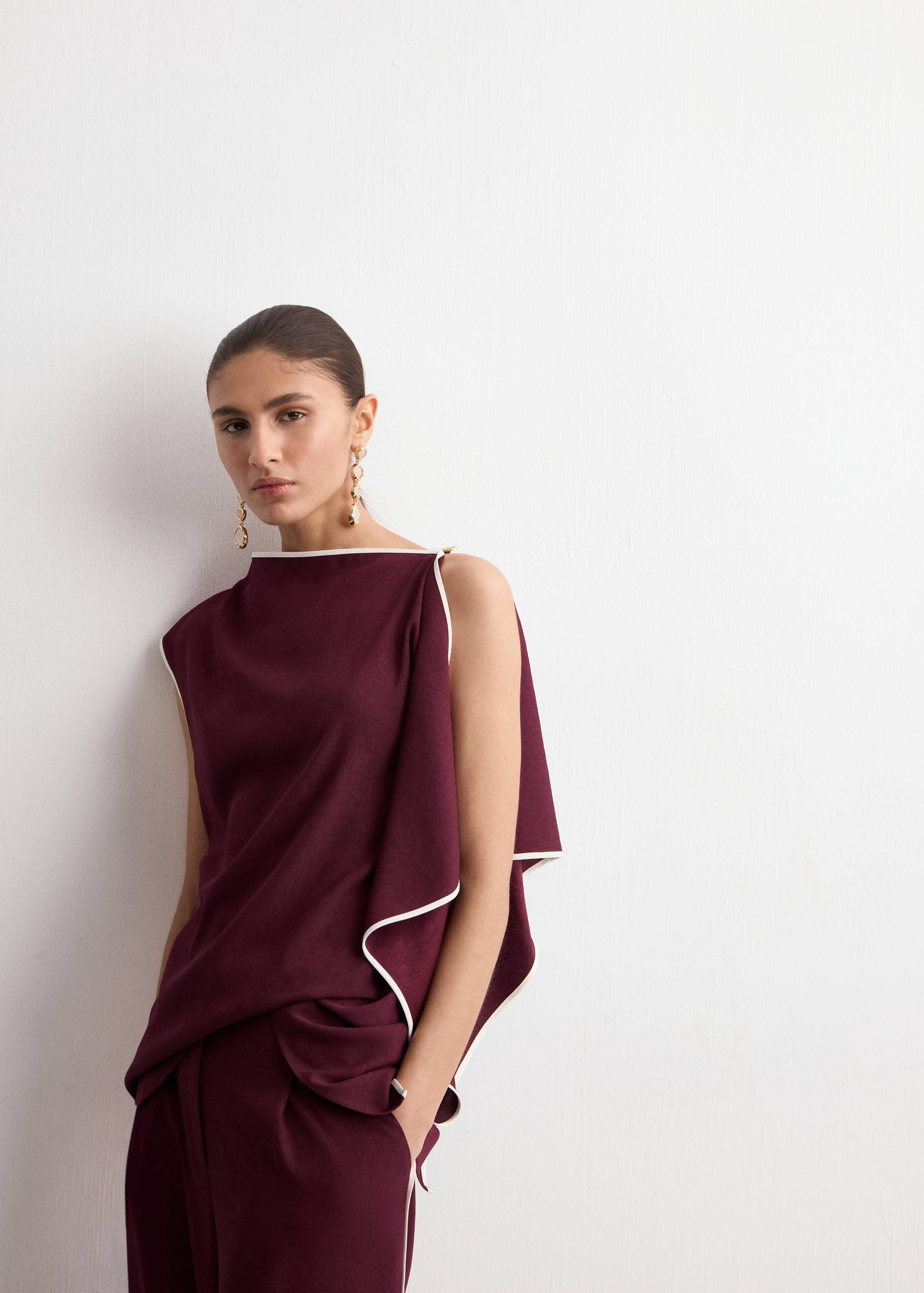 花边不对称衬衫 - null