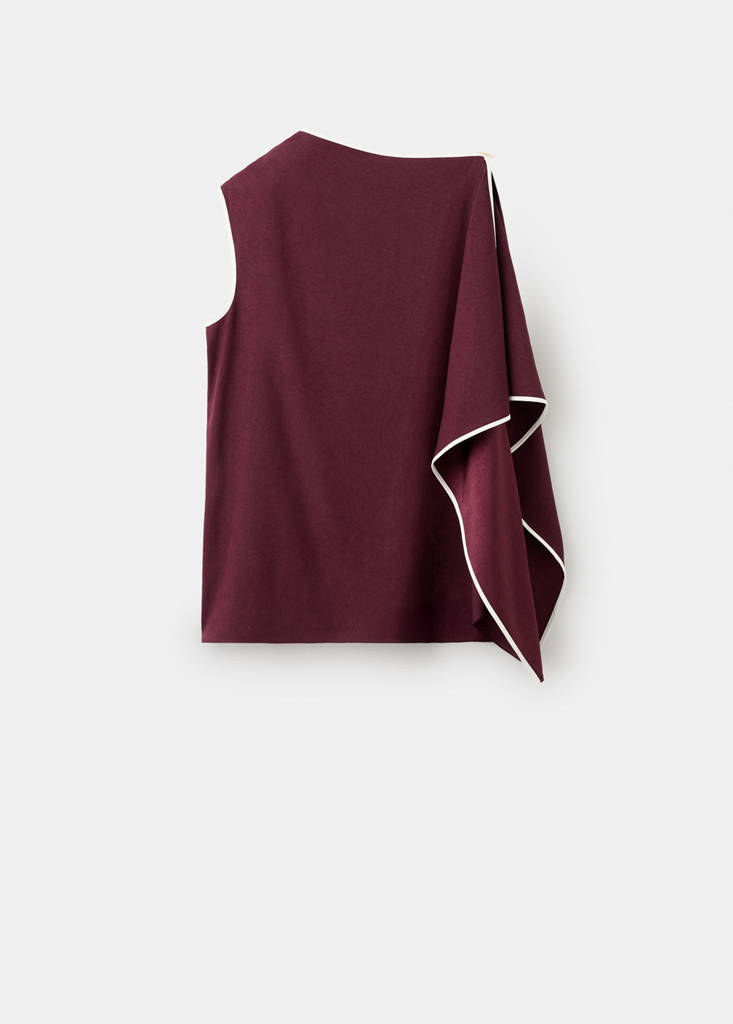 Ruffle asymmetric blouse — Ecru