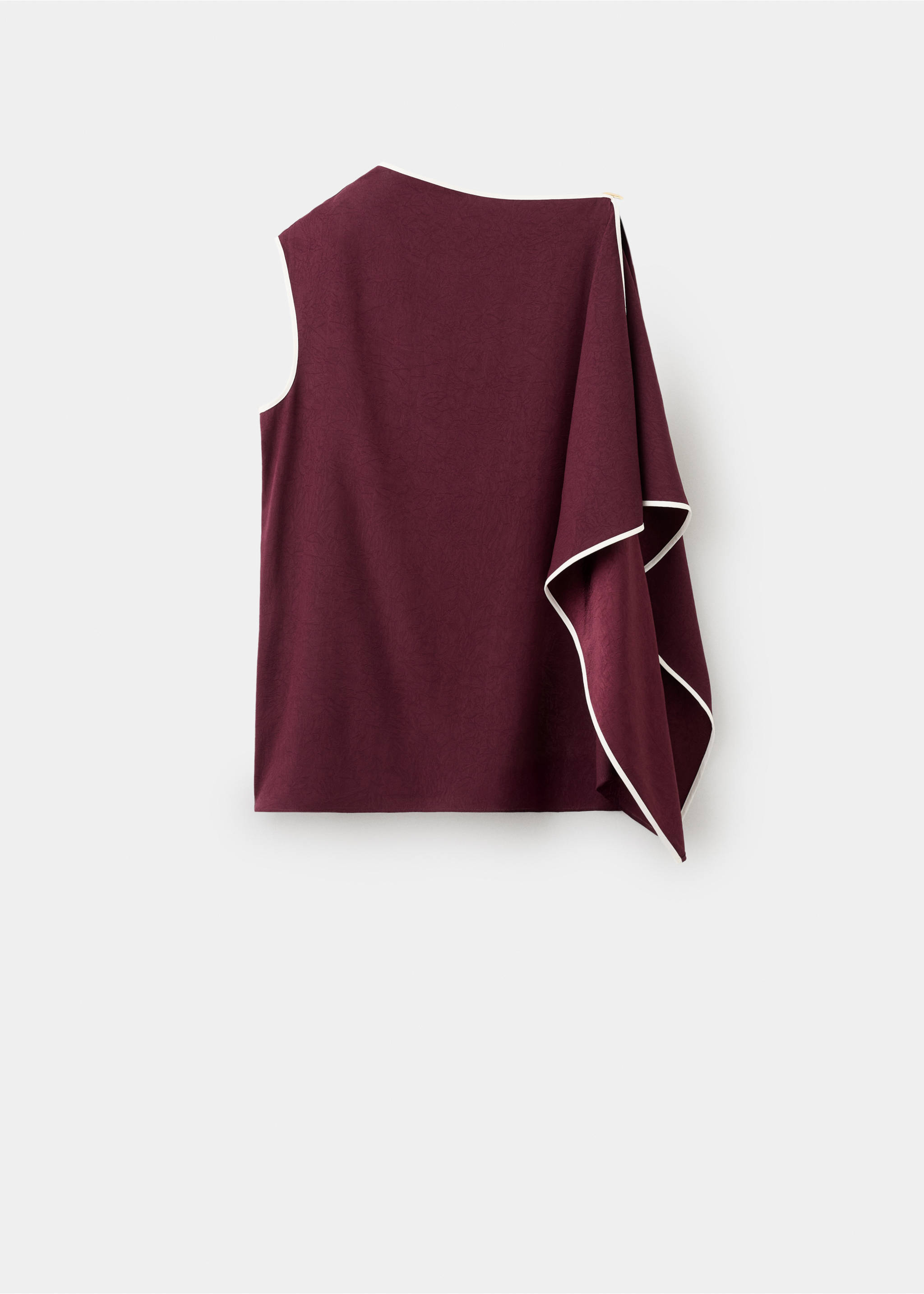 Ruffle asymmetric blouse - Article without model, Ecru. Ref: 27084079-00.