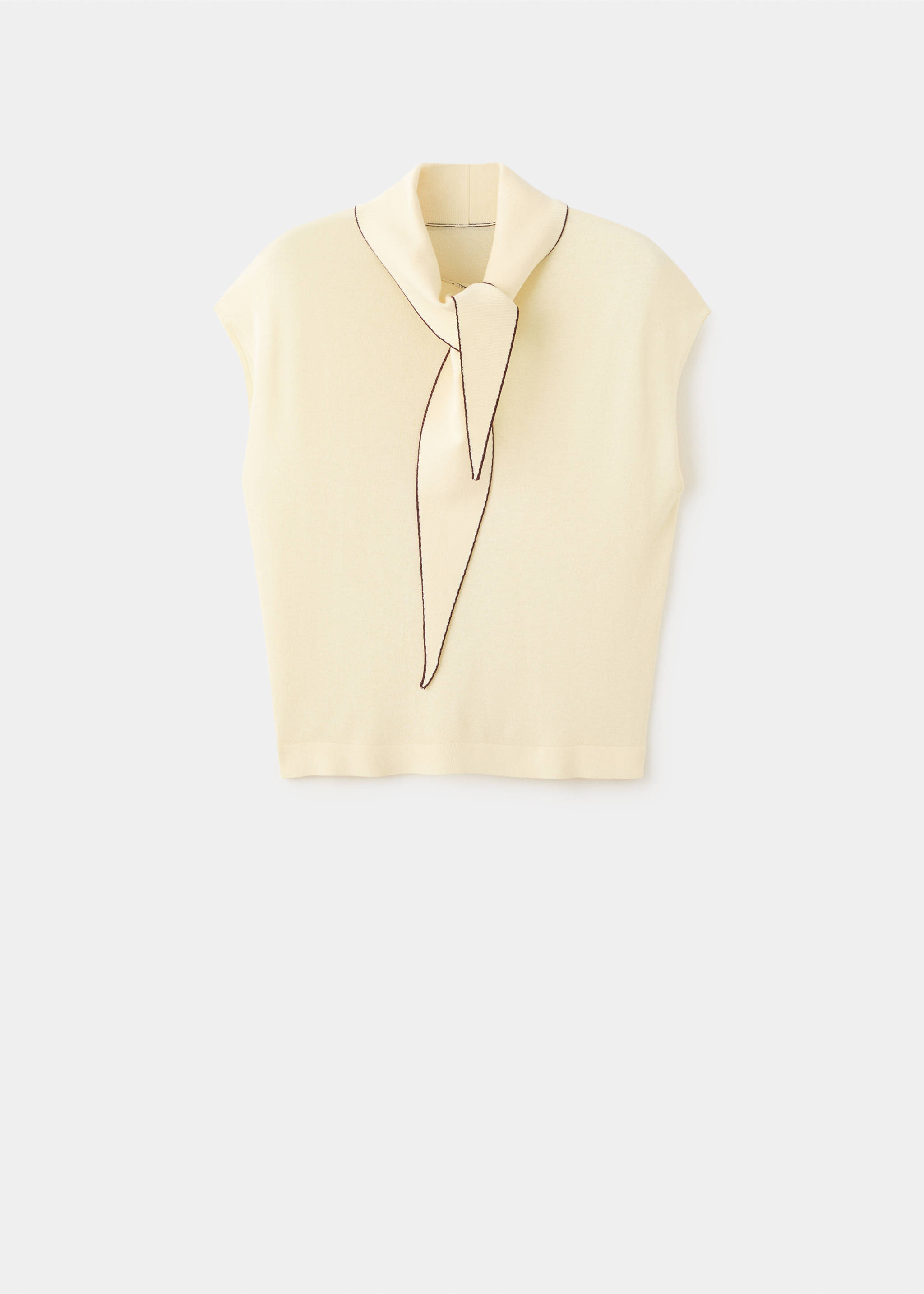 Top maille détail foulard - Article sans modèle, Jaune pastel. Ref: 27084083-00.