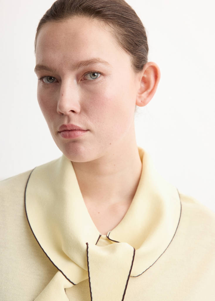 Knit top with scarf detail — Pastel Yellow