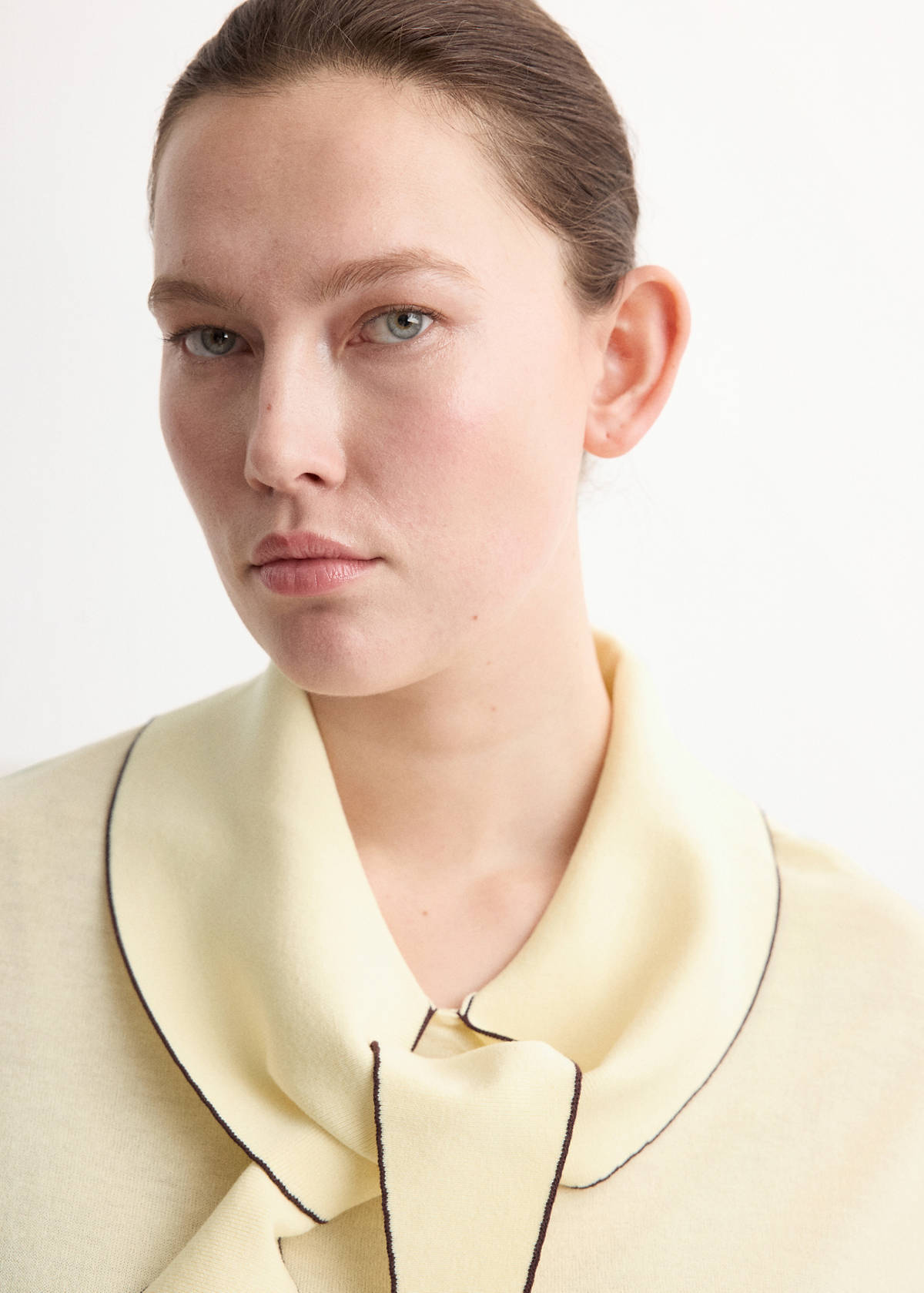 Knit top with scarf detail — Pastel Yellow