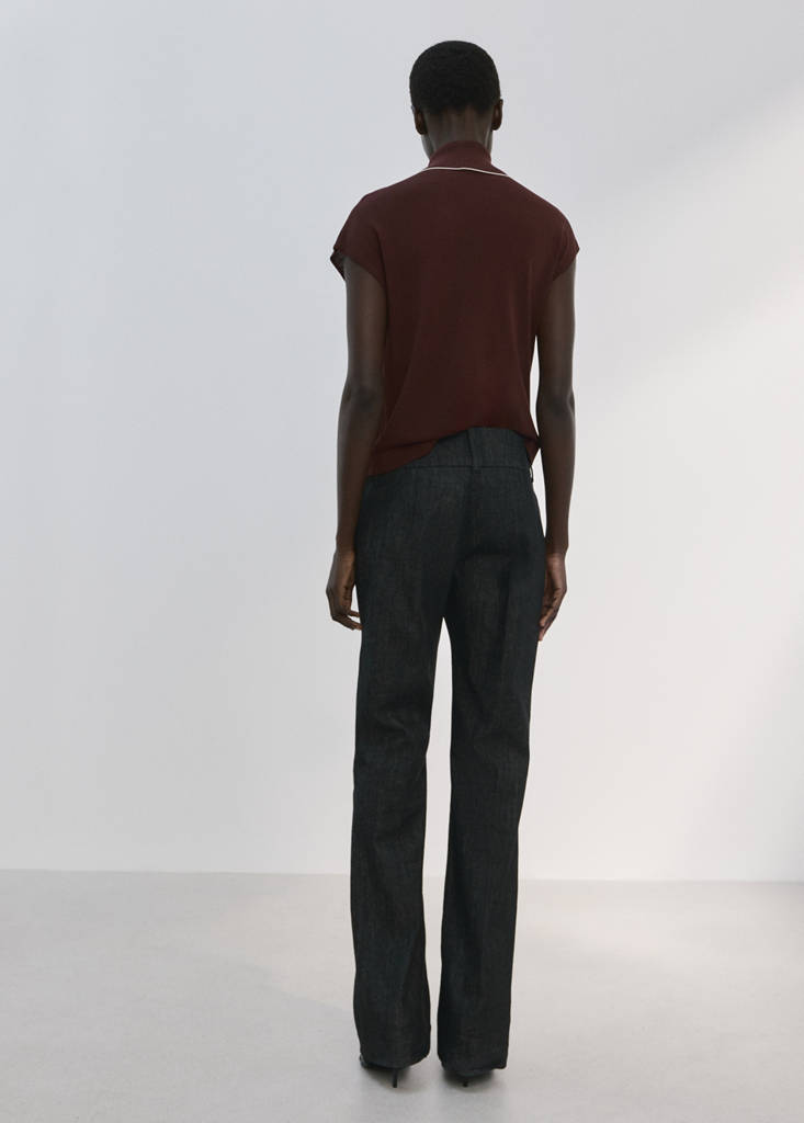 Knit top with scarf detail — Chocolate