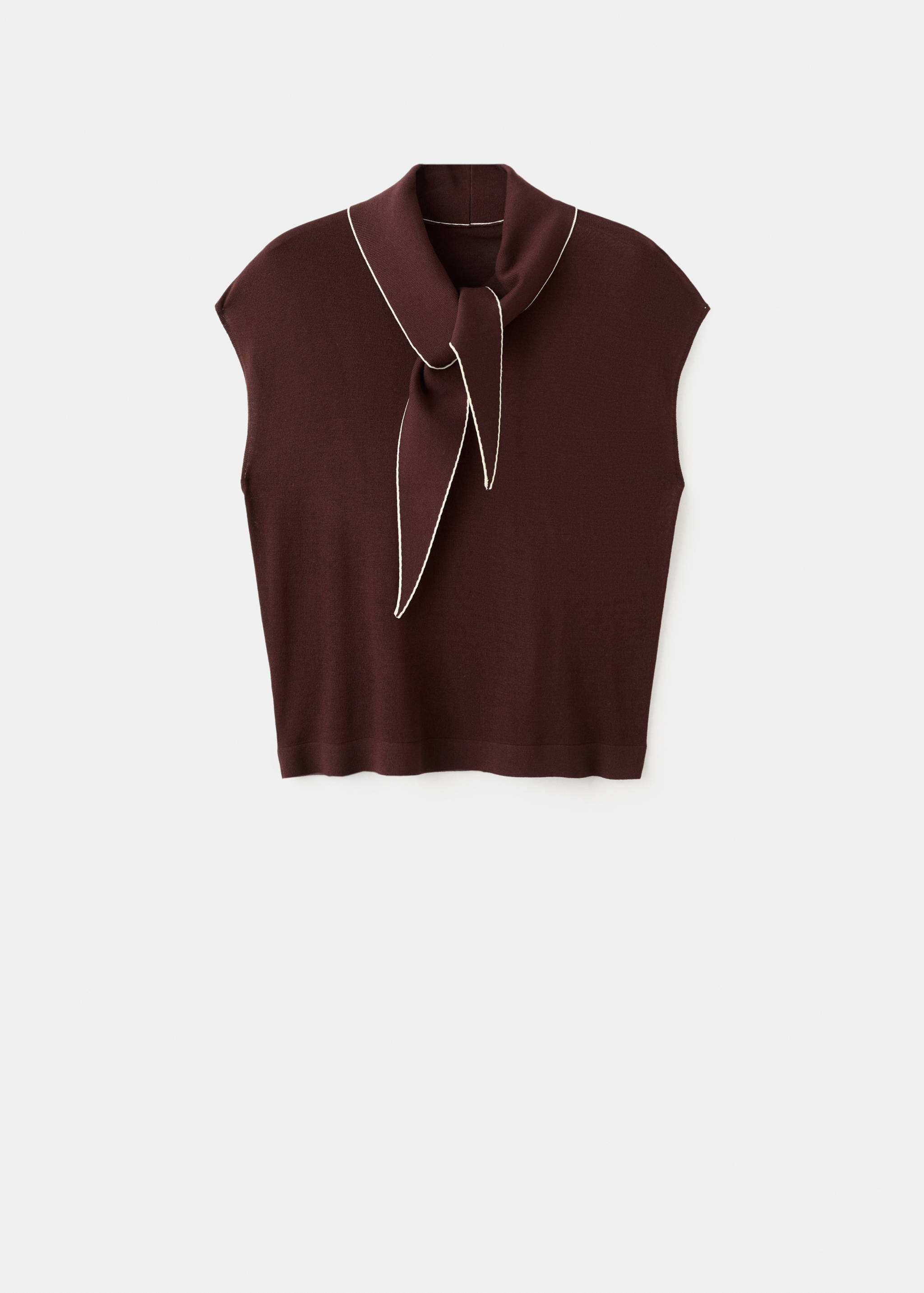 围巾领细节针织上衣 - null