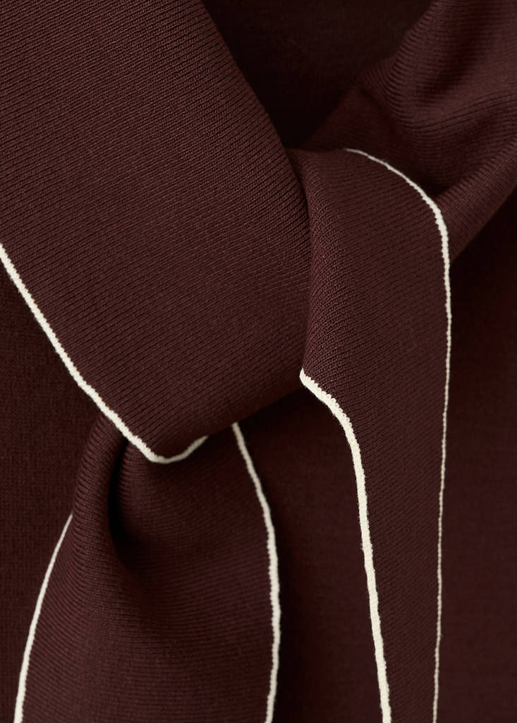 Knit top with scarf detail — Chocolate