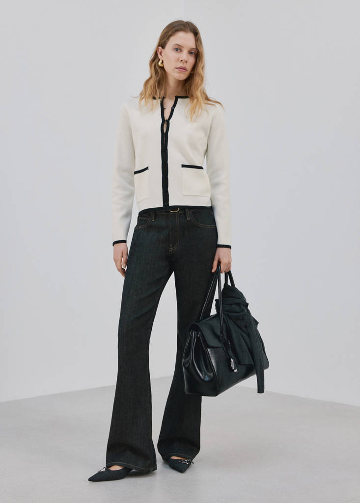 MANGO - Veste maille liserés contrastants écru - XS