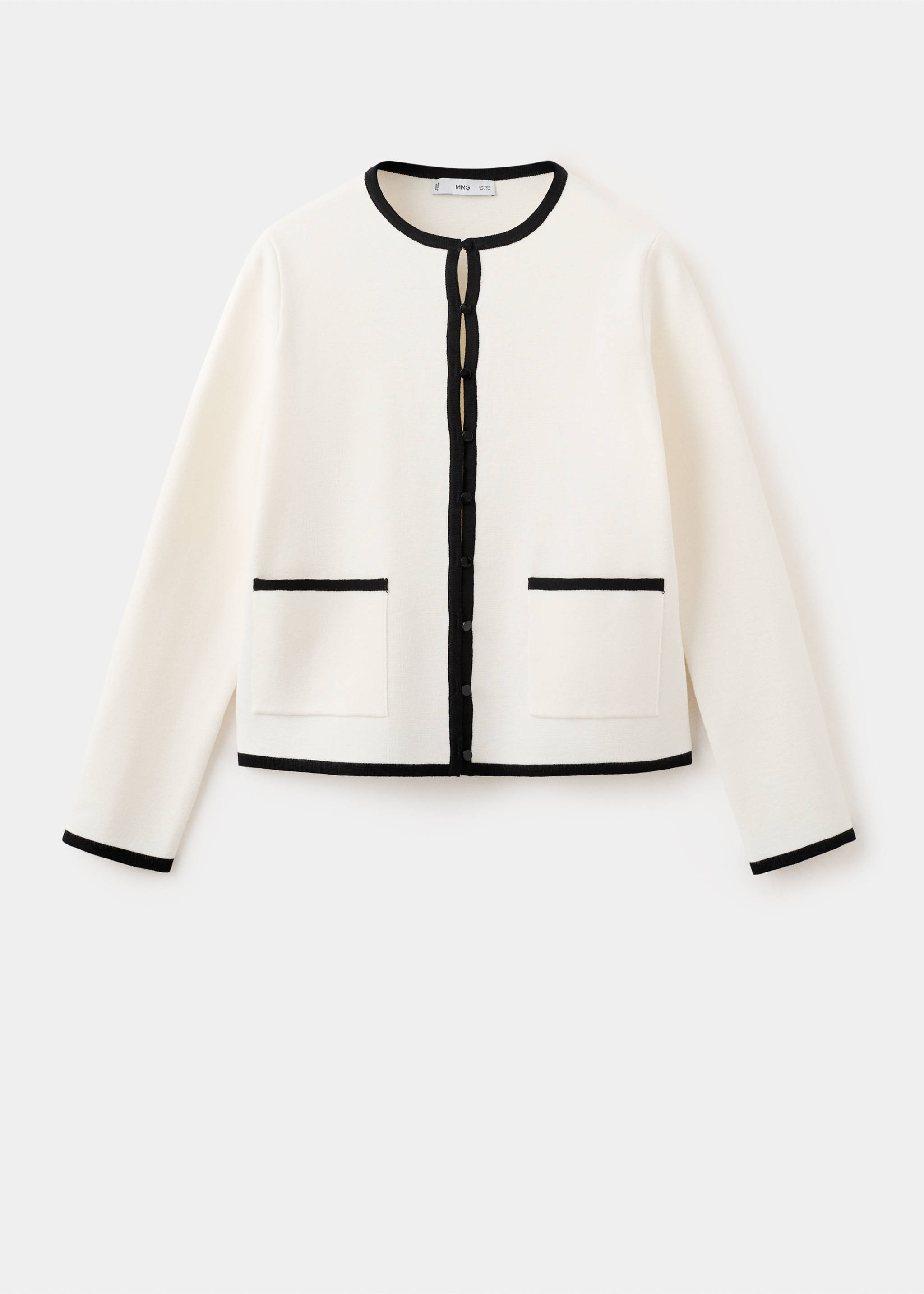 Contrasting ribbed cardigan - Article without model, Ecru. Ref: 27084084-00.